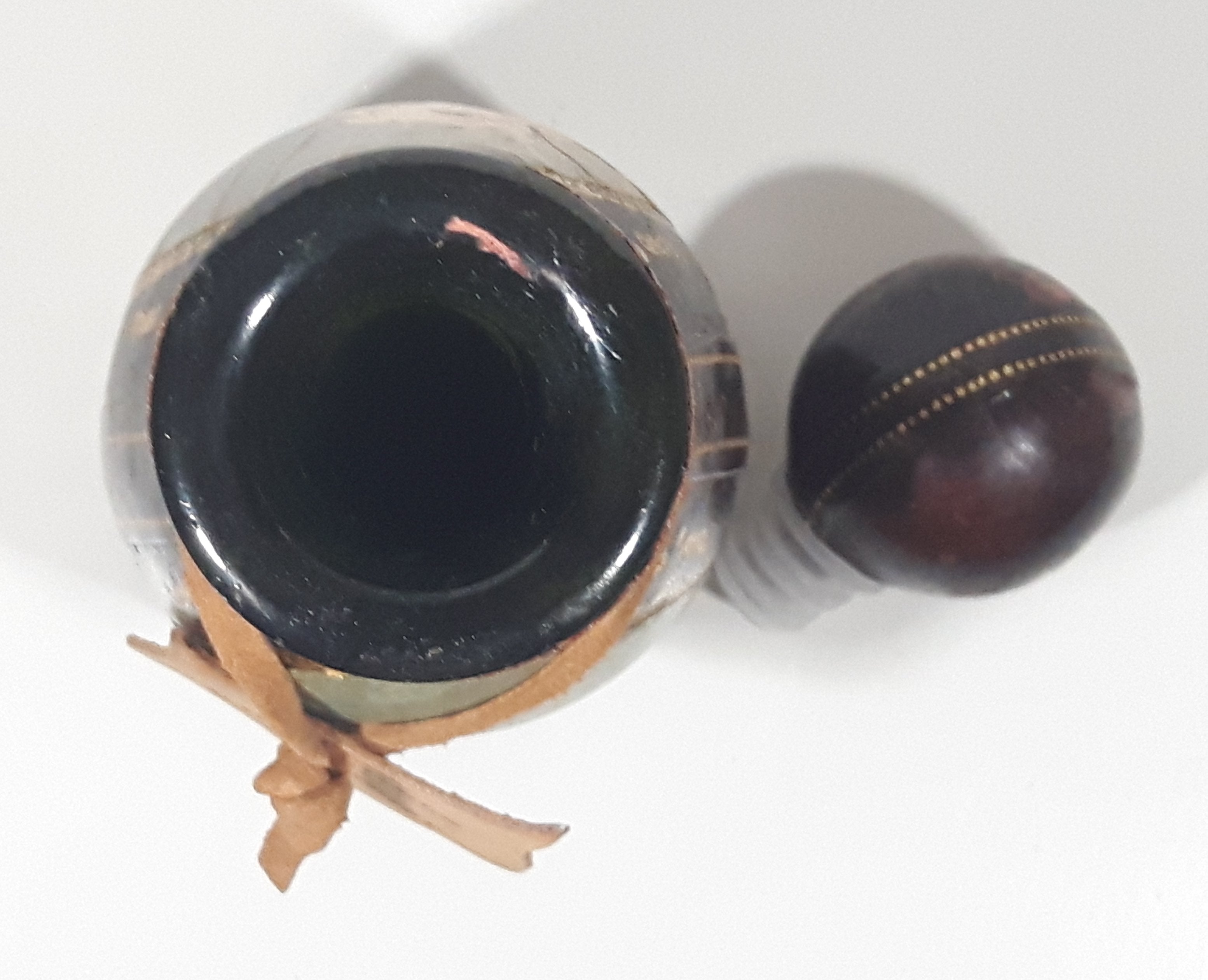 Vintage Eaton Real Leather Hand Made in Italy Hunting Dog Scenes 12 1/4" Tall Leather Wrapped Glass Bottle 14