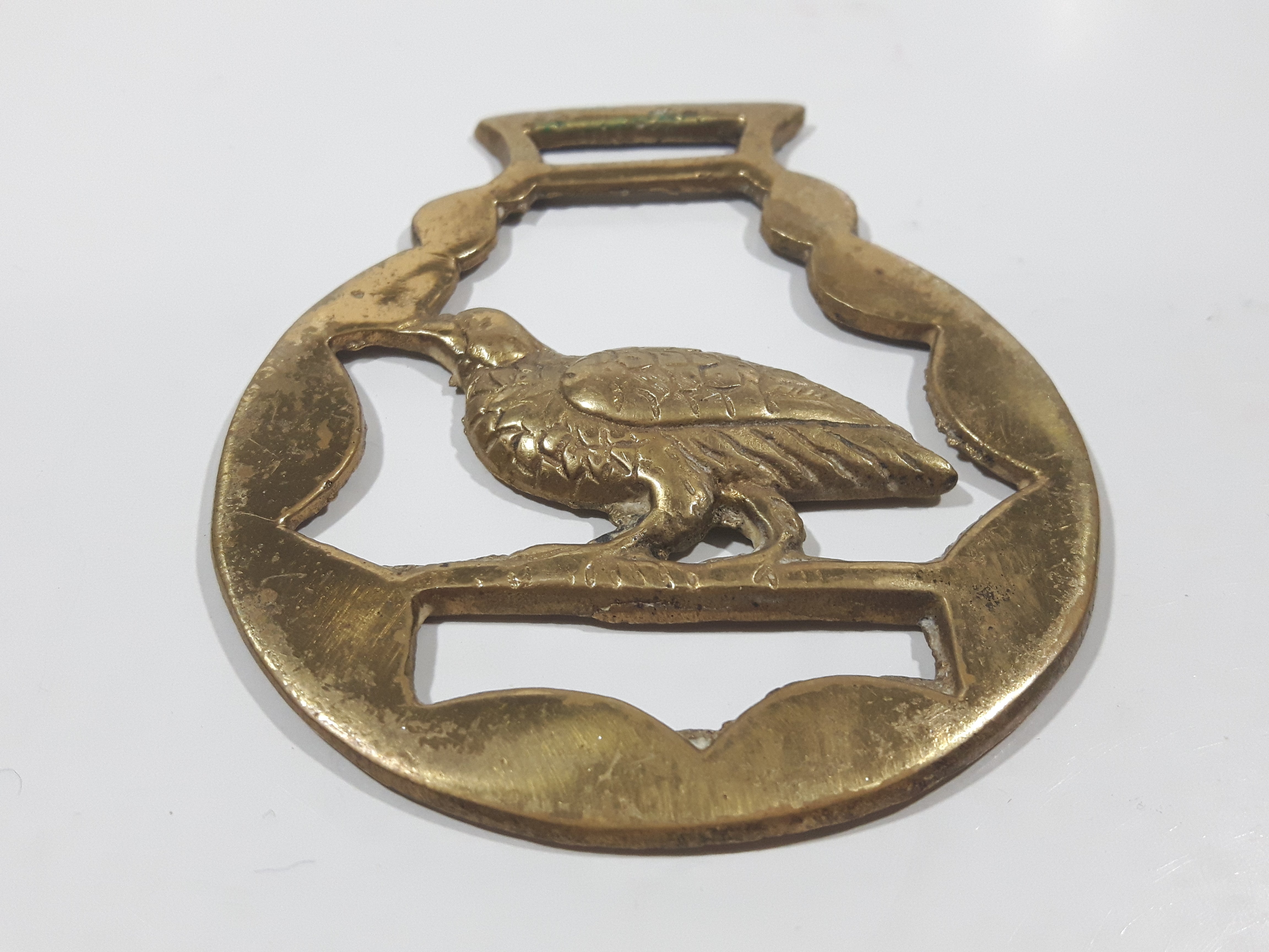 Antique Pheasant Bird Themed Horse Brass 2 7/8" x 3 1/2" 2