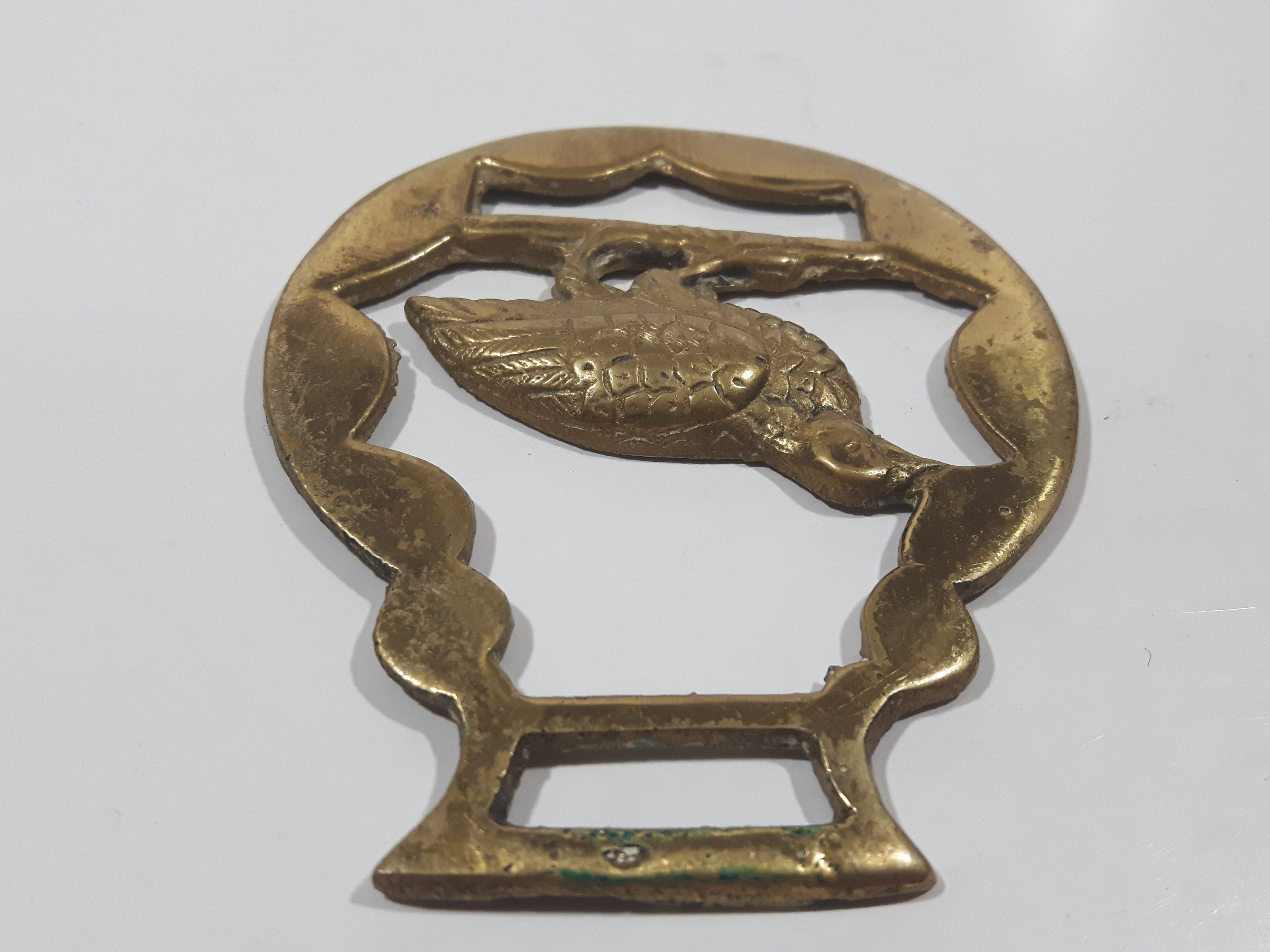 Antique Pheasant Bird Themed Horse Brass 2 7/8" x 3 1/2" 4