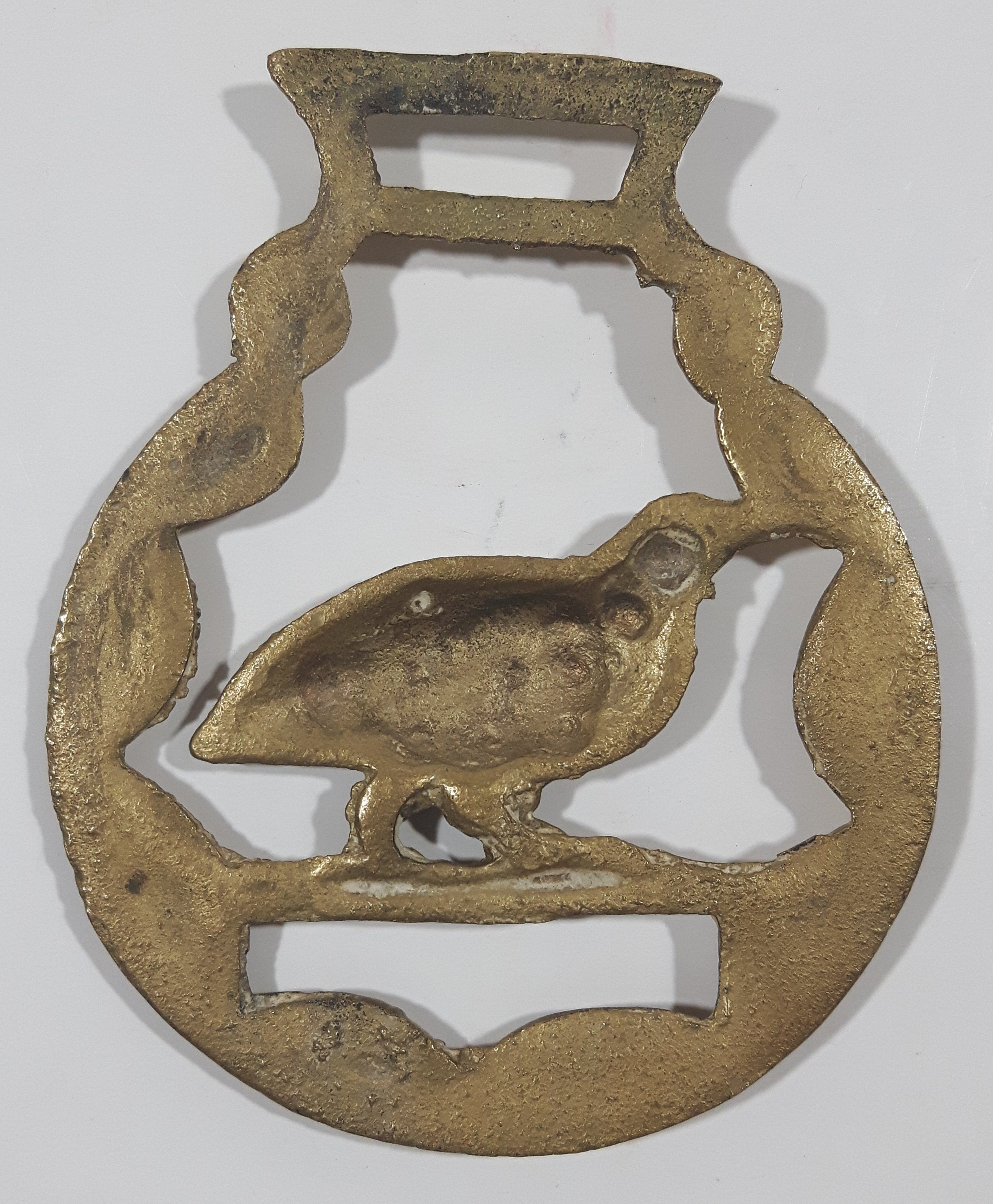 Antique Pheasant Bird Themed Horse Brass 2 7/8" x 3 1/2" 6