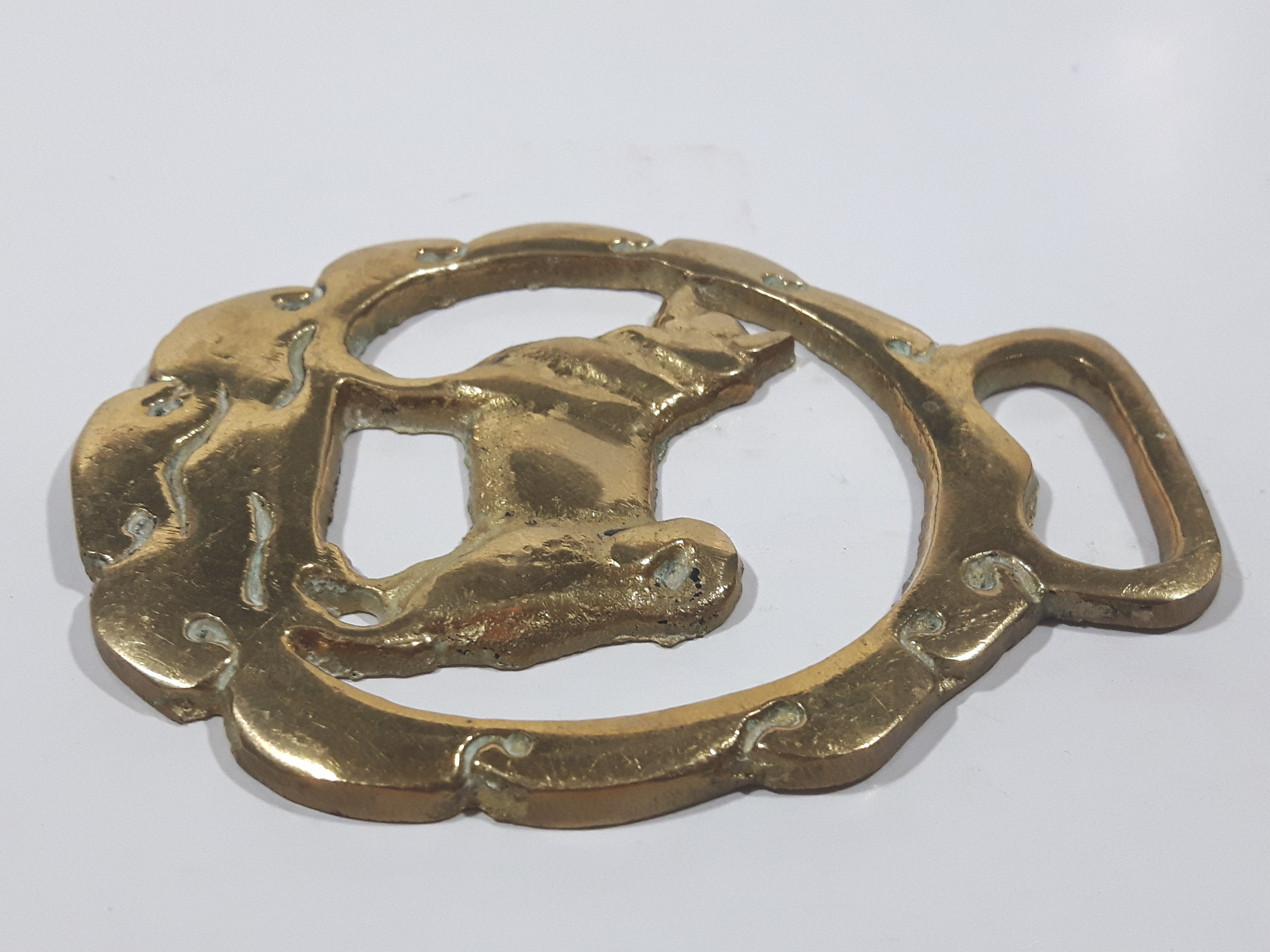 Antique Siberian Husky Dog Themed Horse Brass 2 3/4" x 3 3/8" 3