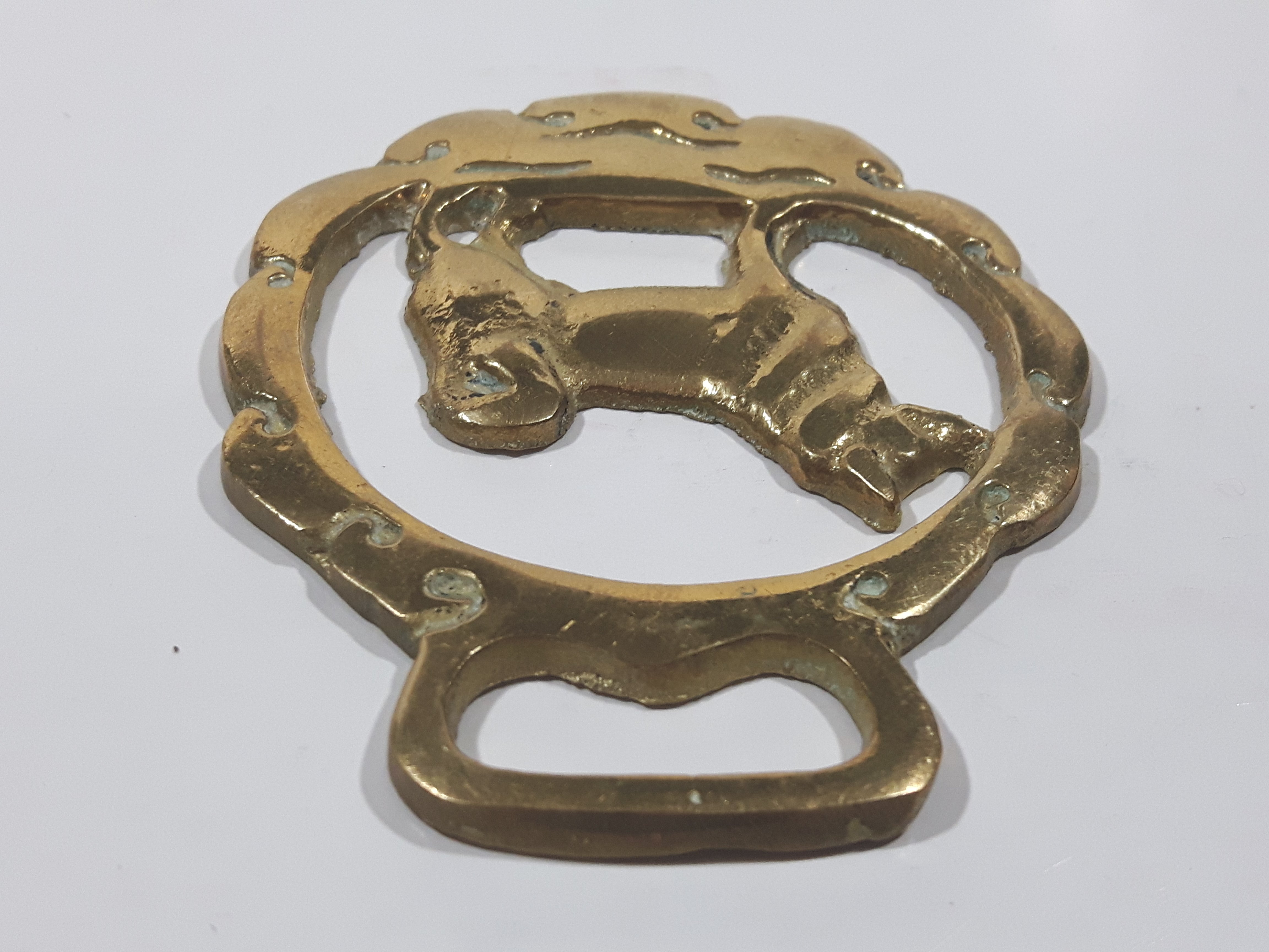 Antique Siberian Husky Dog Themed Horse Brass 2 3/4" x 3 3/8" 4