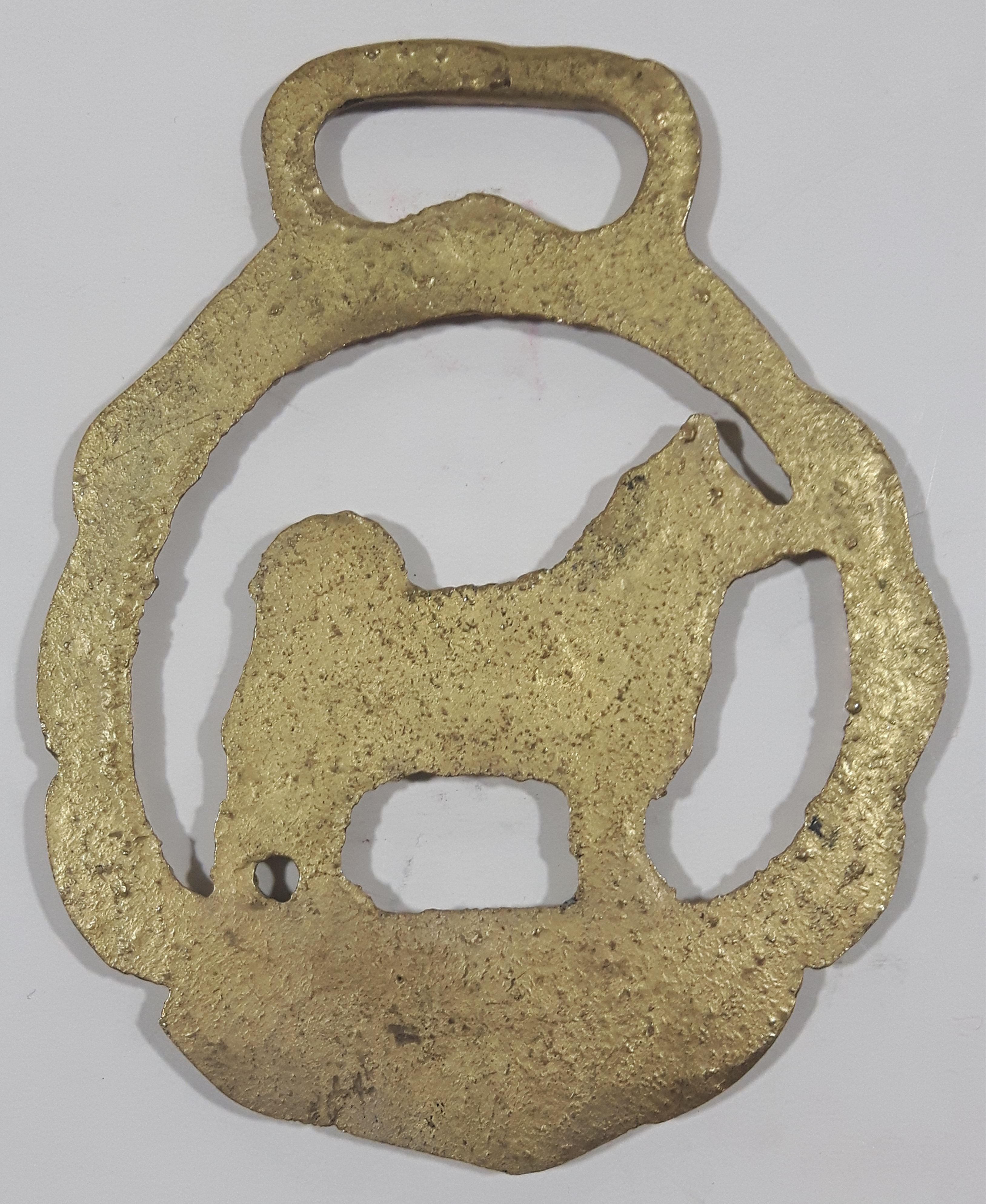 Antique Siberian Husky Dog Themed Horse Brass 2 3/4" x 3 3/8" 6