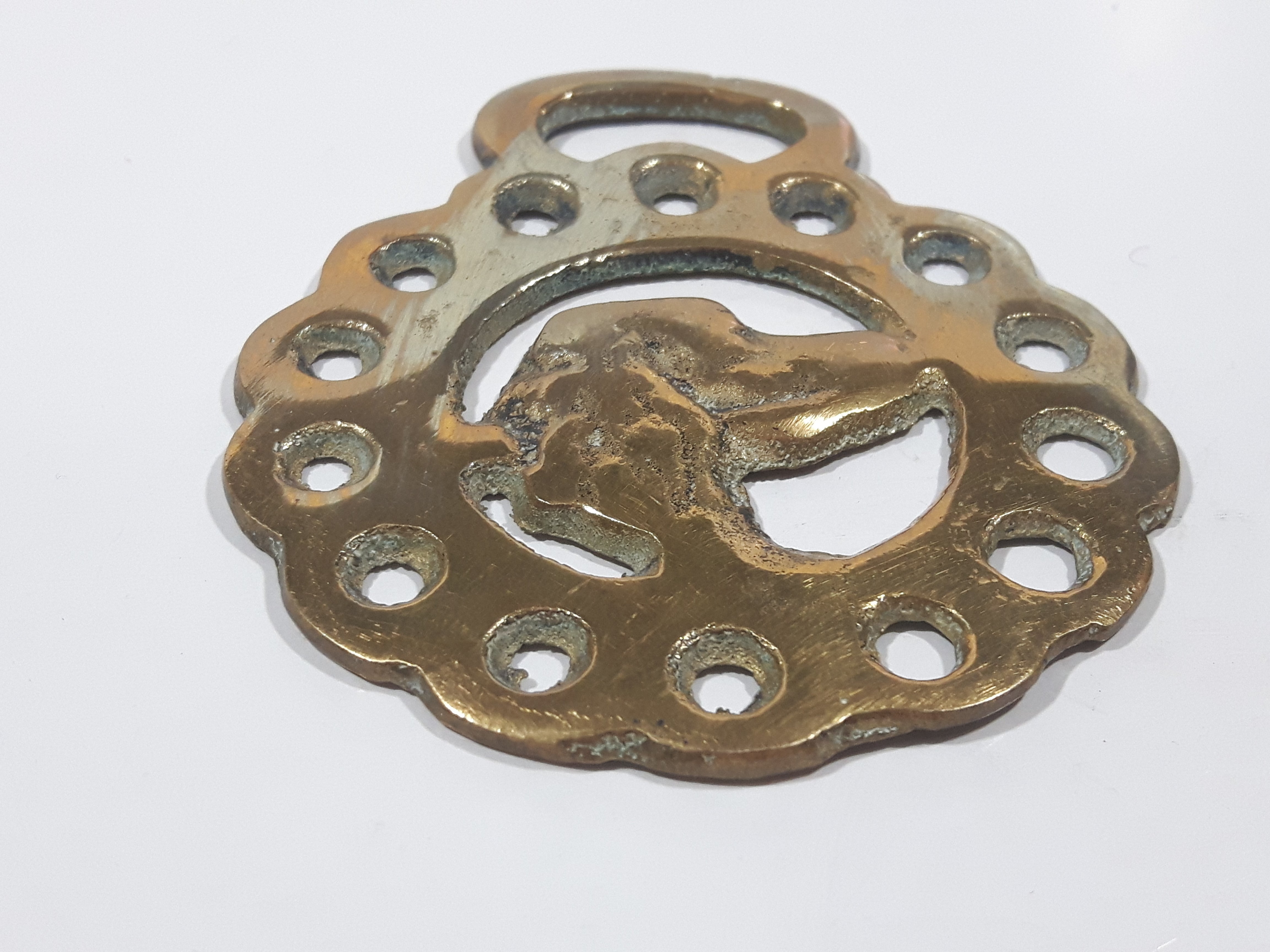 Antique Dog Head Themed Horse Brass 2 3/4" x 3 3/8" 2