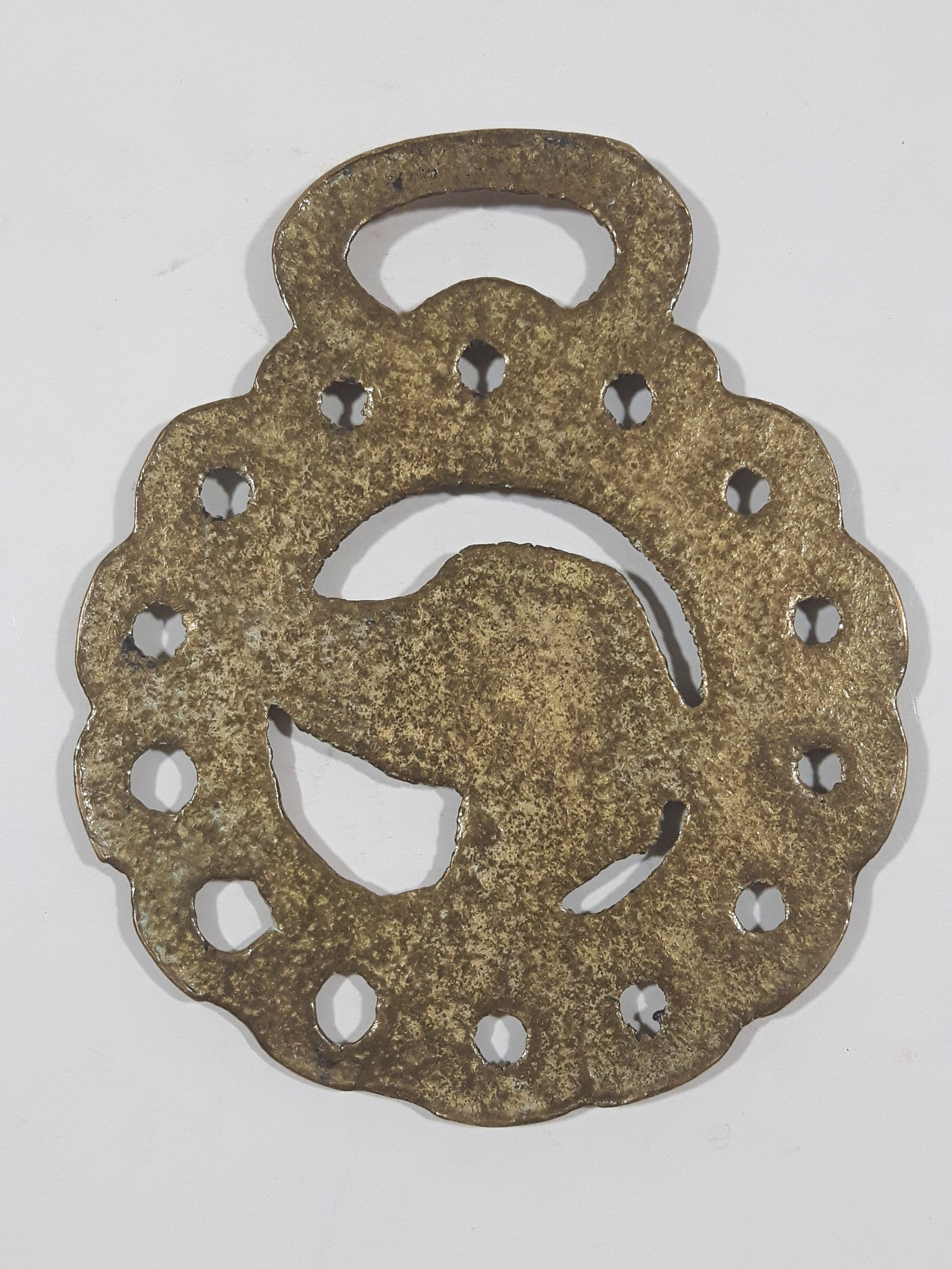 Antique Dog Head Themed Horse Brass 2 3/4" x 3 3/8" 6