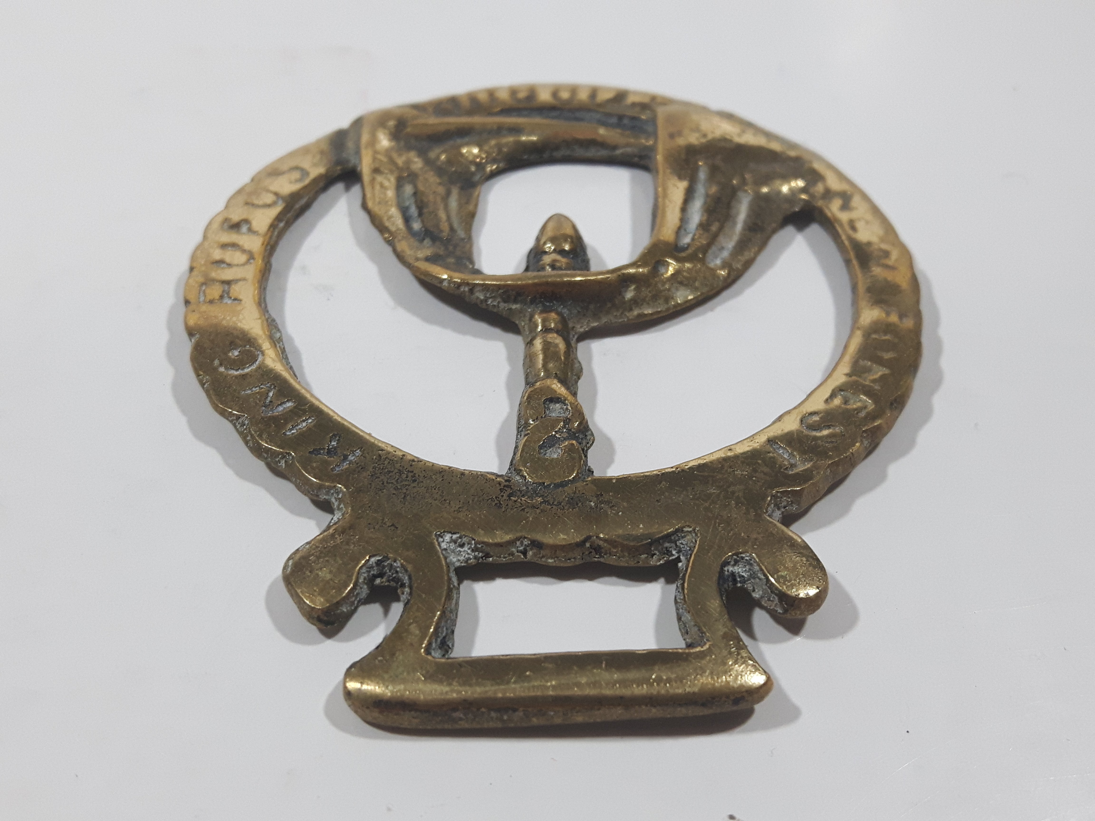 Antique New Forest King Rufus Stirrup Horse Brass 3" x 3 5/8" 4