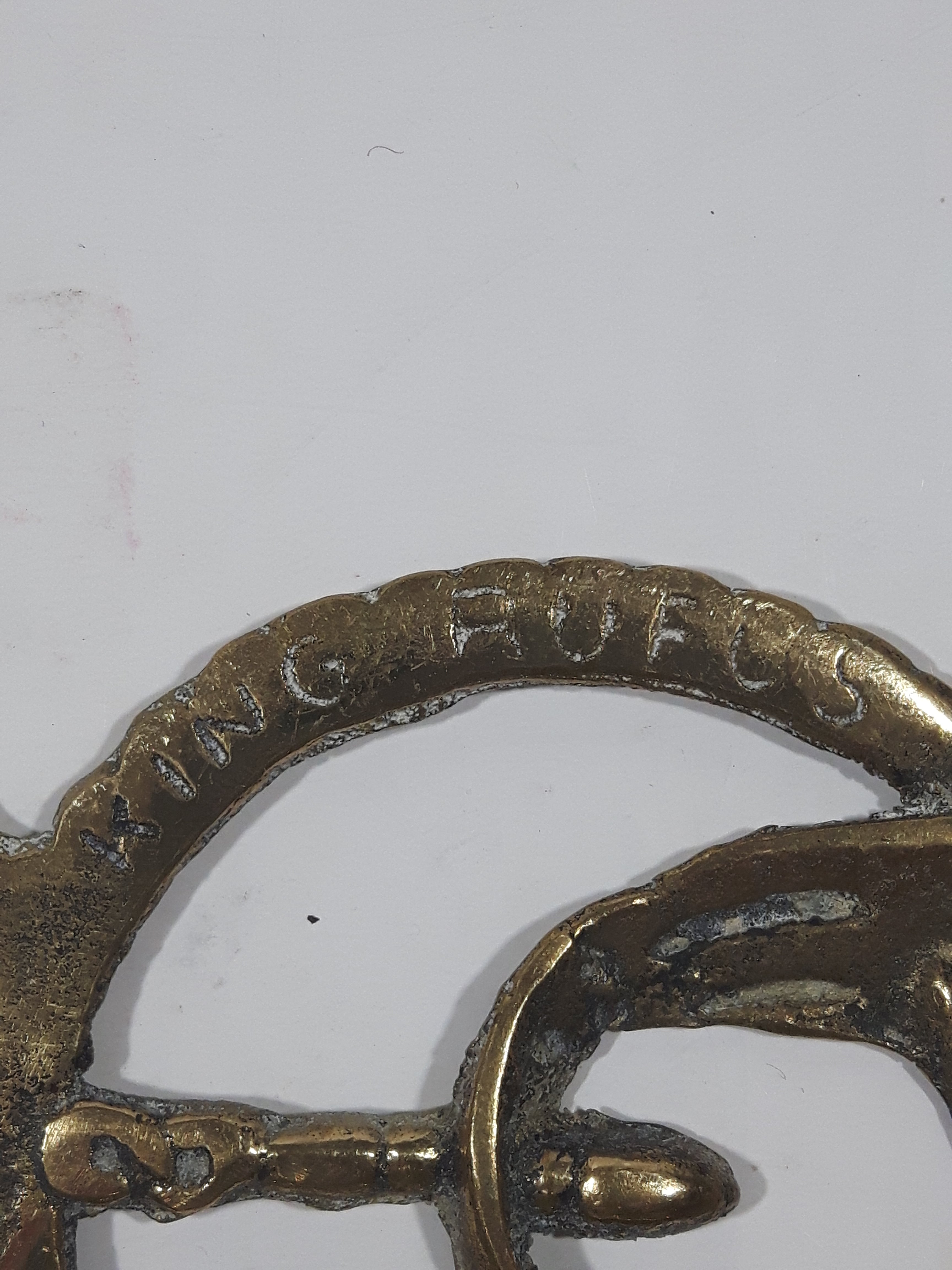 Antique New Forest King Rufus Stirrup Horse Brass 3" x 3 5/8" 6