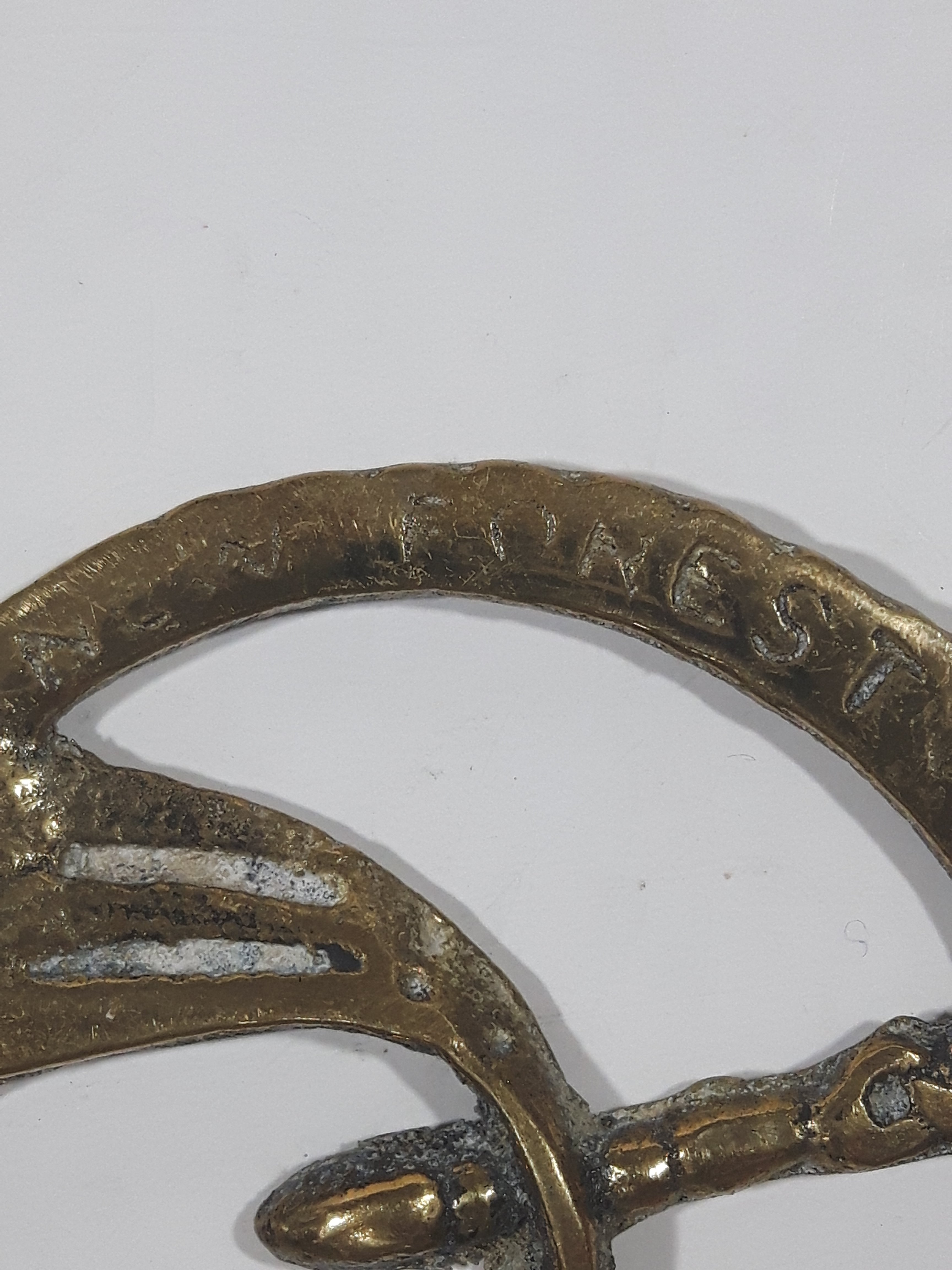 Antique New Forest King Rufus Stirrup Horse Brass 3" x 3 5/8" 7