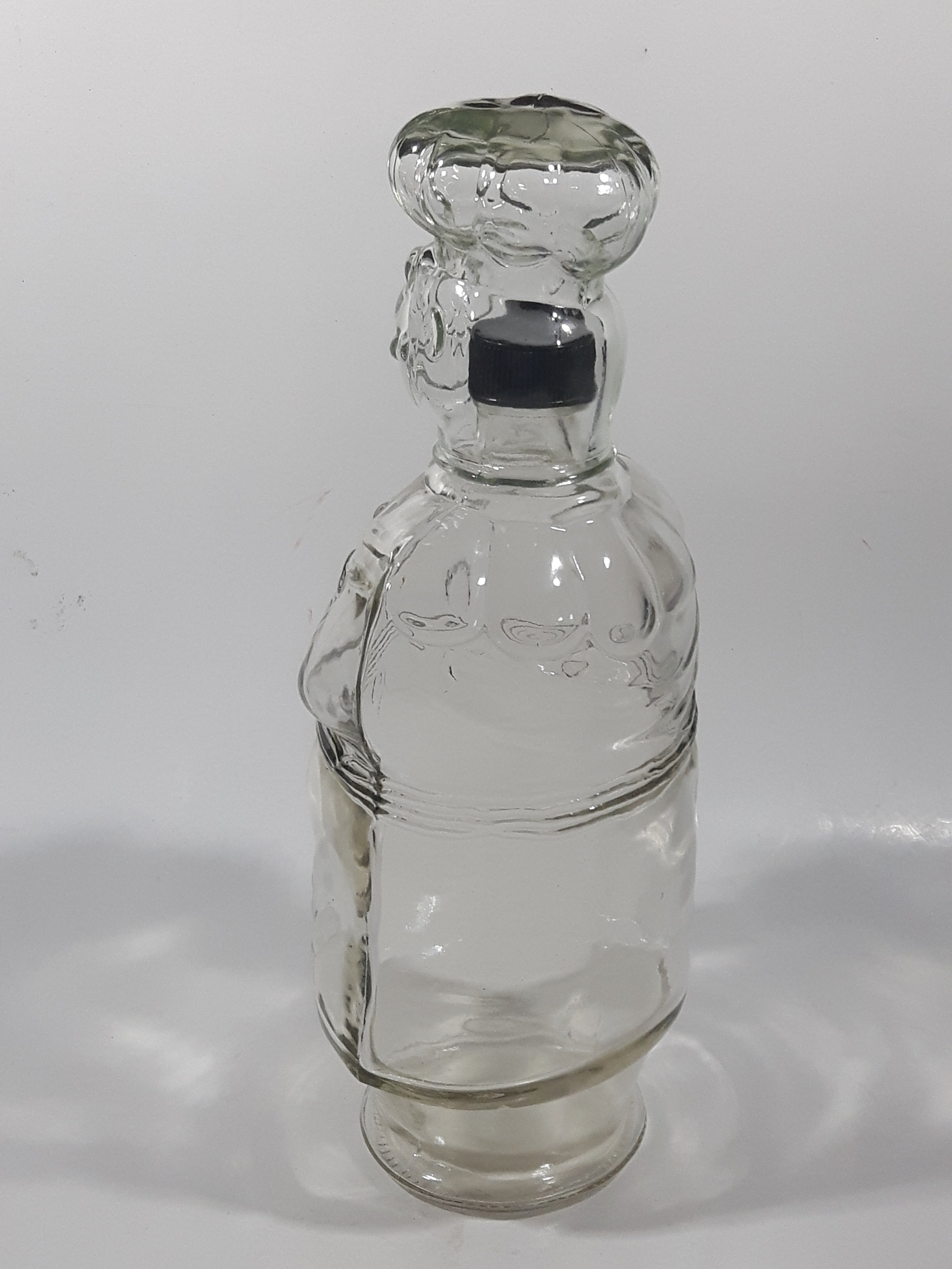 Vintage Chef Shaped Figure 11" Tall Clear Glass Decanter Bottle 5