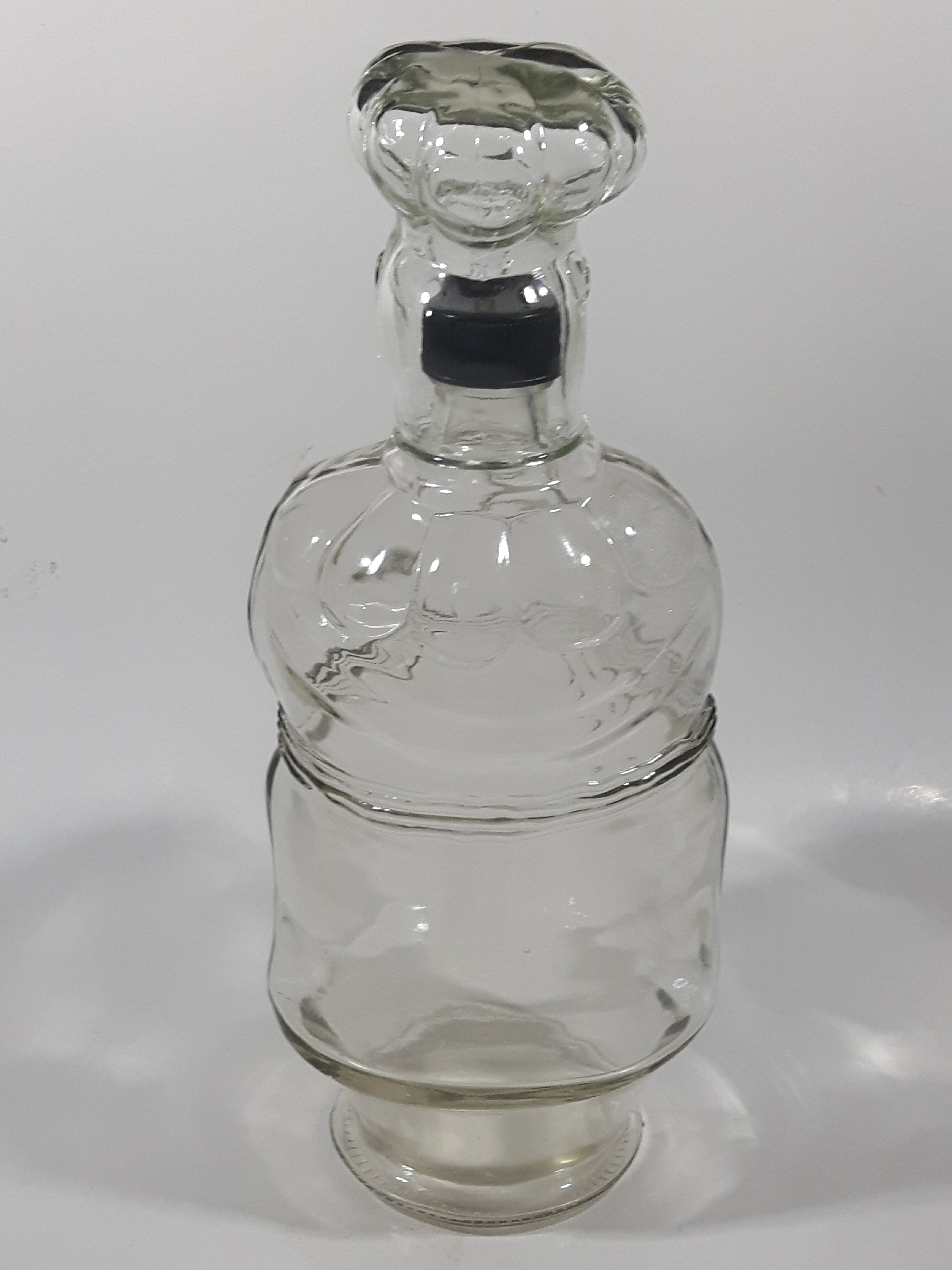 Vintage Chef Shaped Figure 11" Tall Clear Glass Decanter Bottle 6