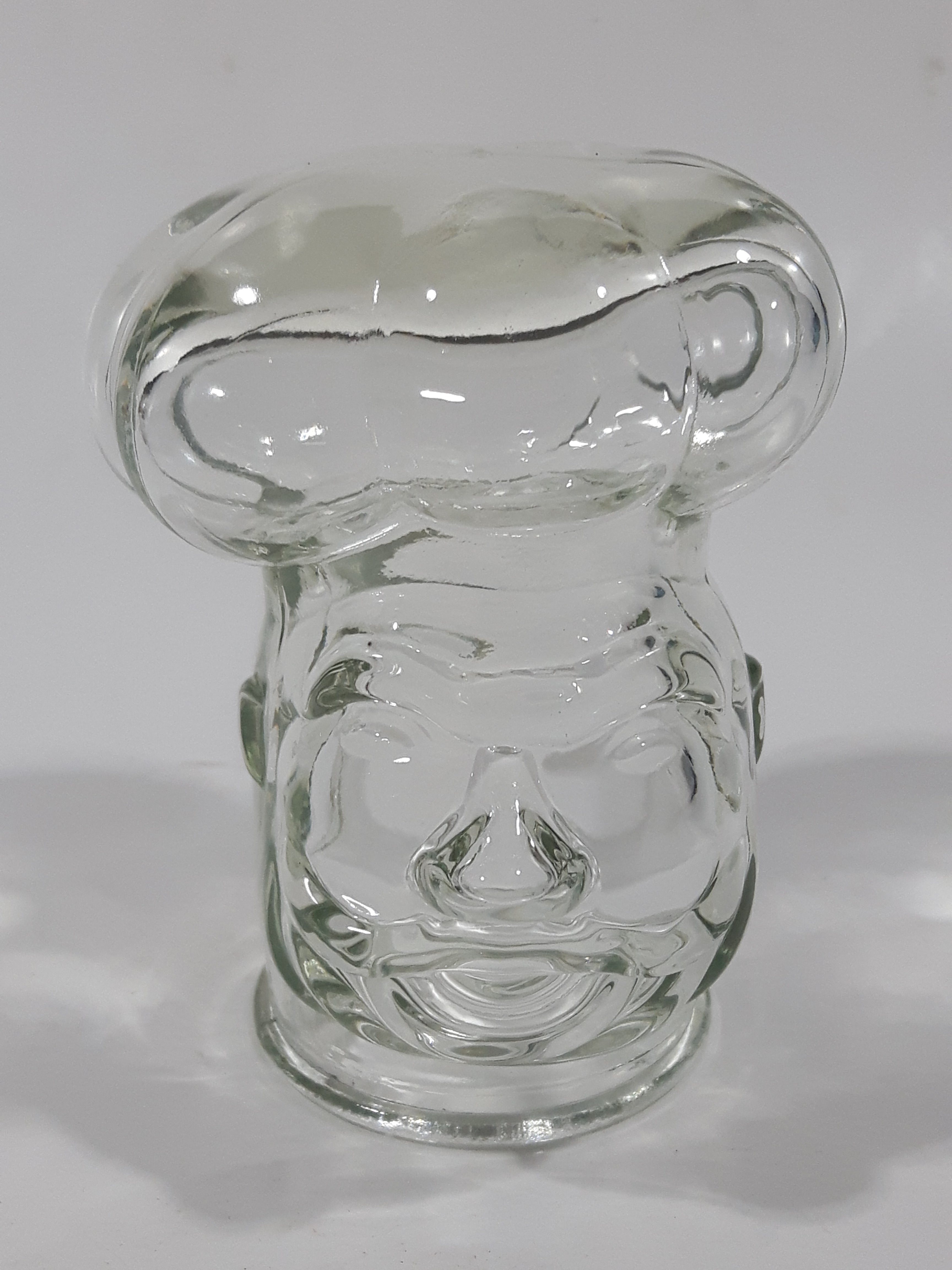Vintage Chef Shaped Figure 11" Tall Clear Glass Decanter Bottle 12