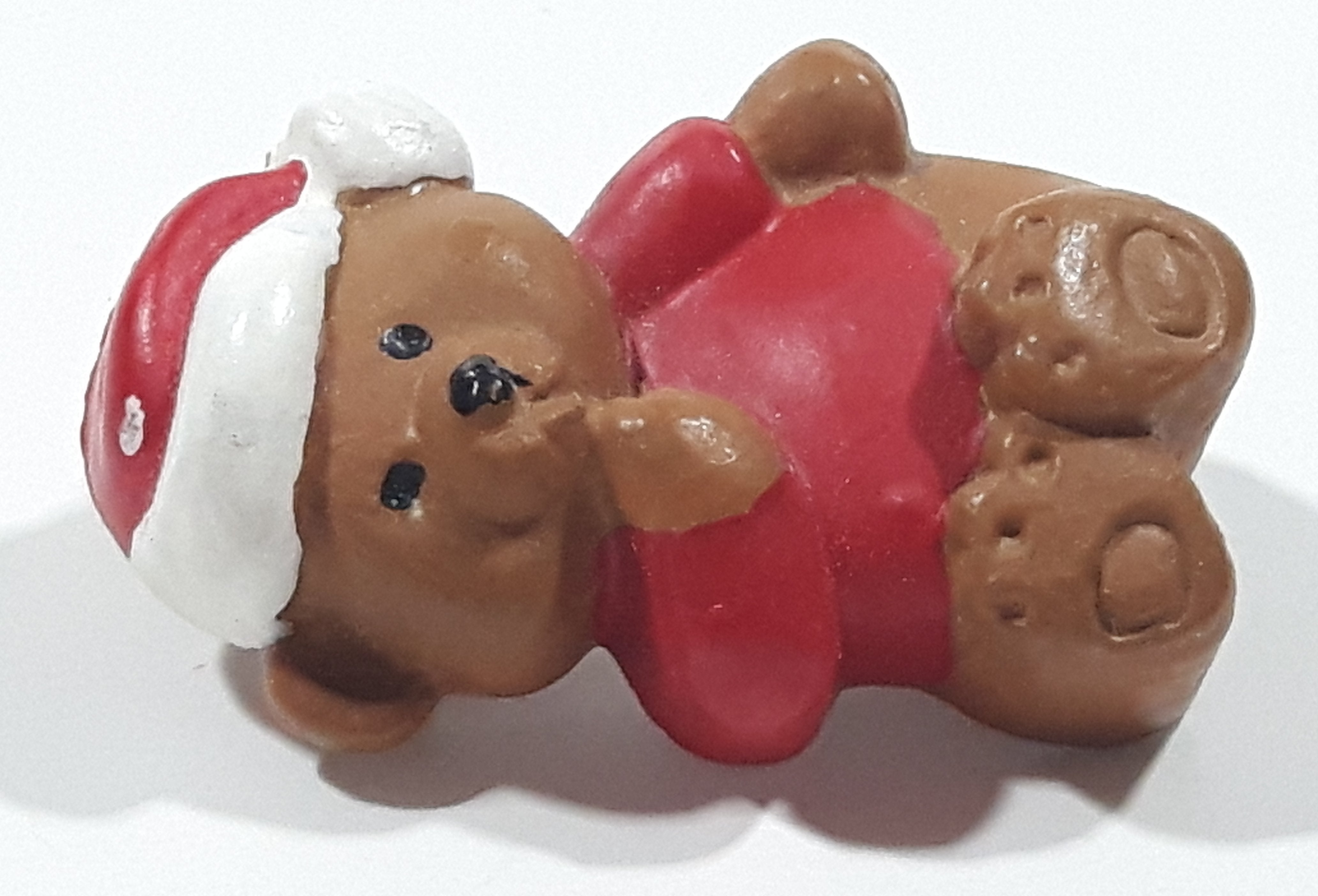 Brown Teddy Bear Wearing Santa Claus Hat 3/4" x 1 1/4" Resin Christmas Brooch Pin 5