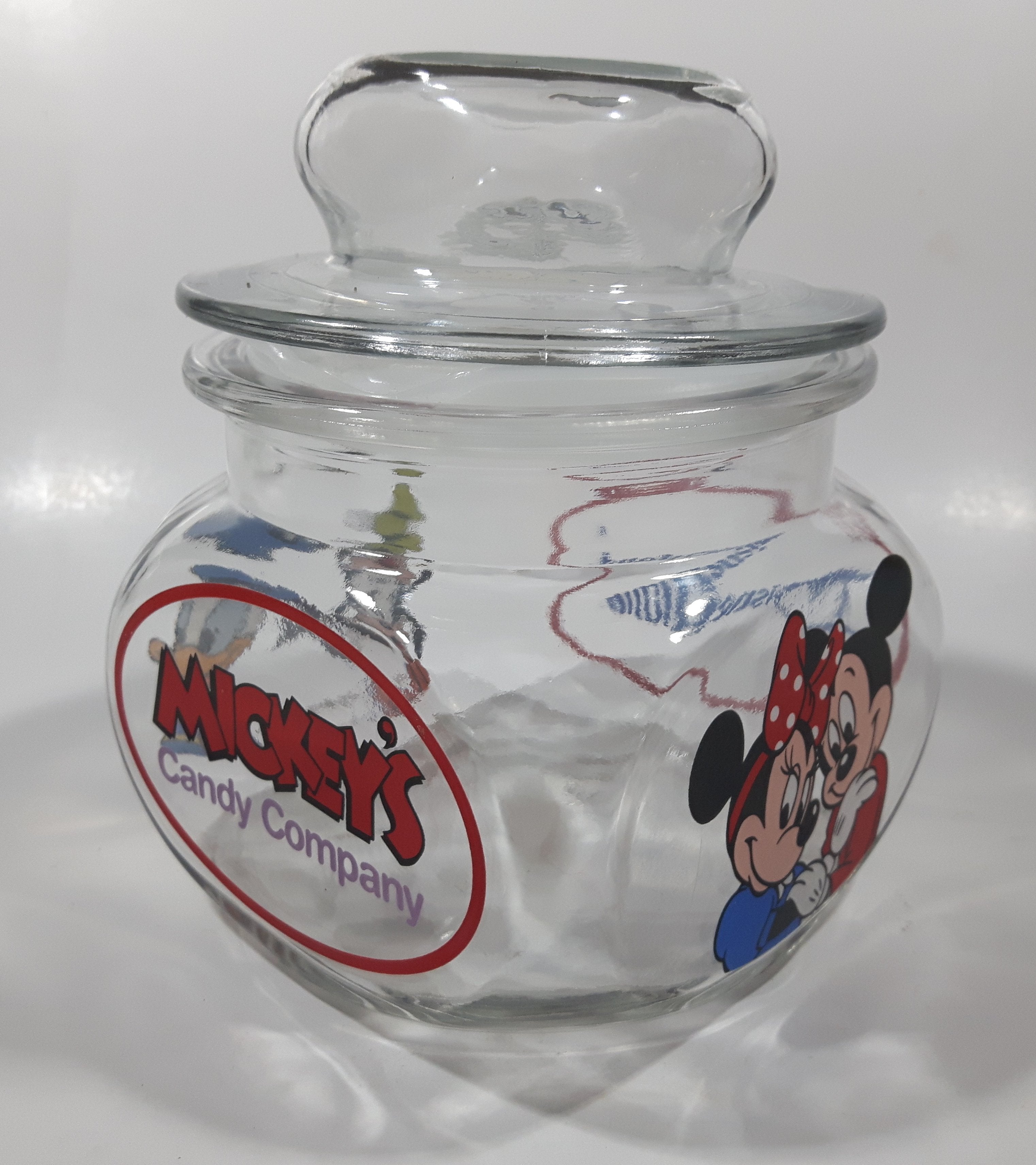 Disneyland Mickey's Candy Company 5 1/2" Tall Anchor Hocking Glass Candy Jar Made in U.S.A. 2