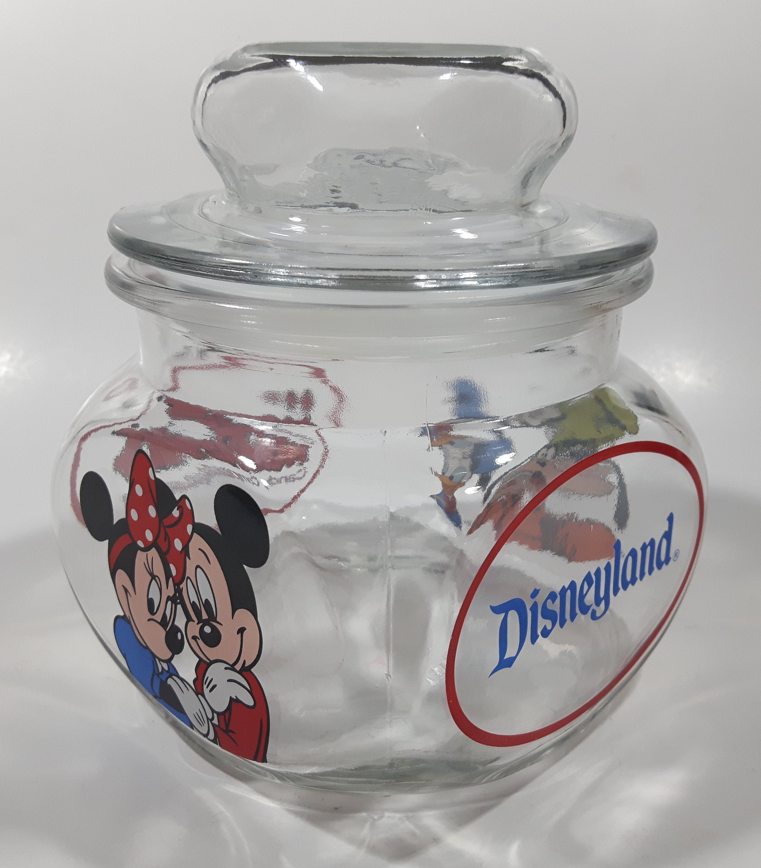 Disneyland Mickey's Candy Company 5 1/2" Tall Anchor Hocking Glass Candy Jar Made in U.S.A. 5