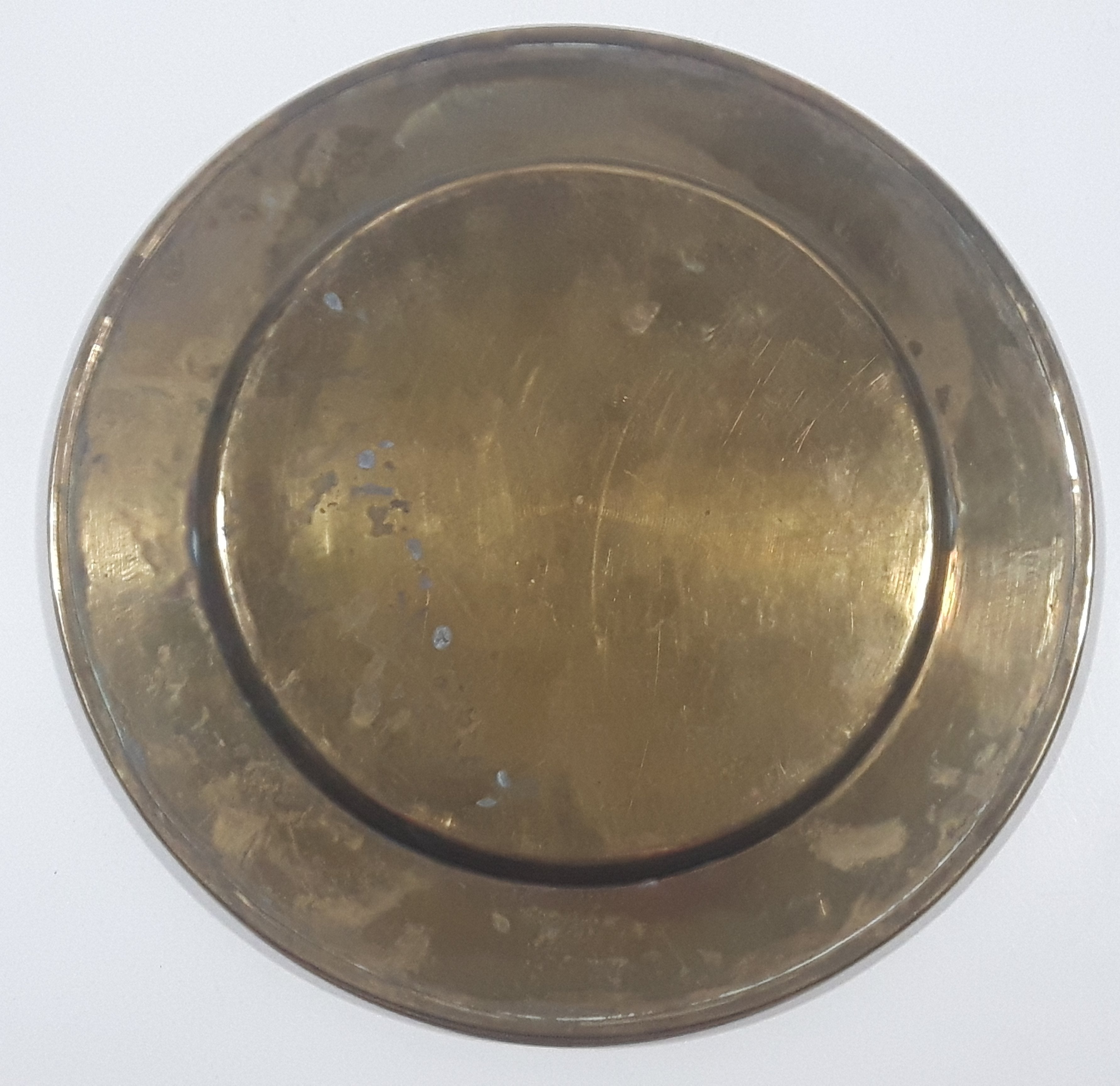 Vintage Engraved Brass Set of 4 Wine Cups and 9" Engraved Brass Serving Tray 18