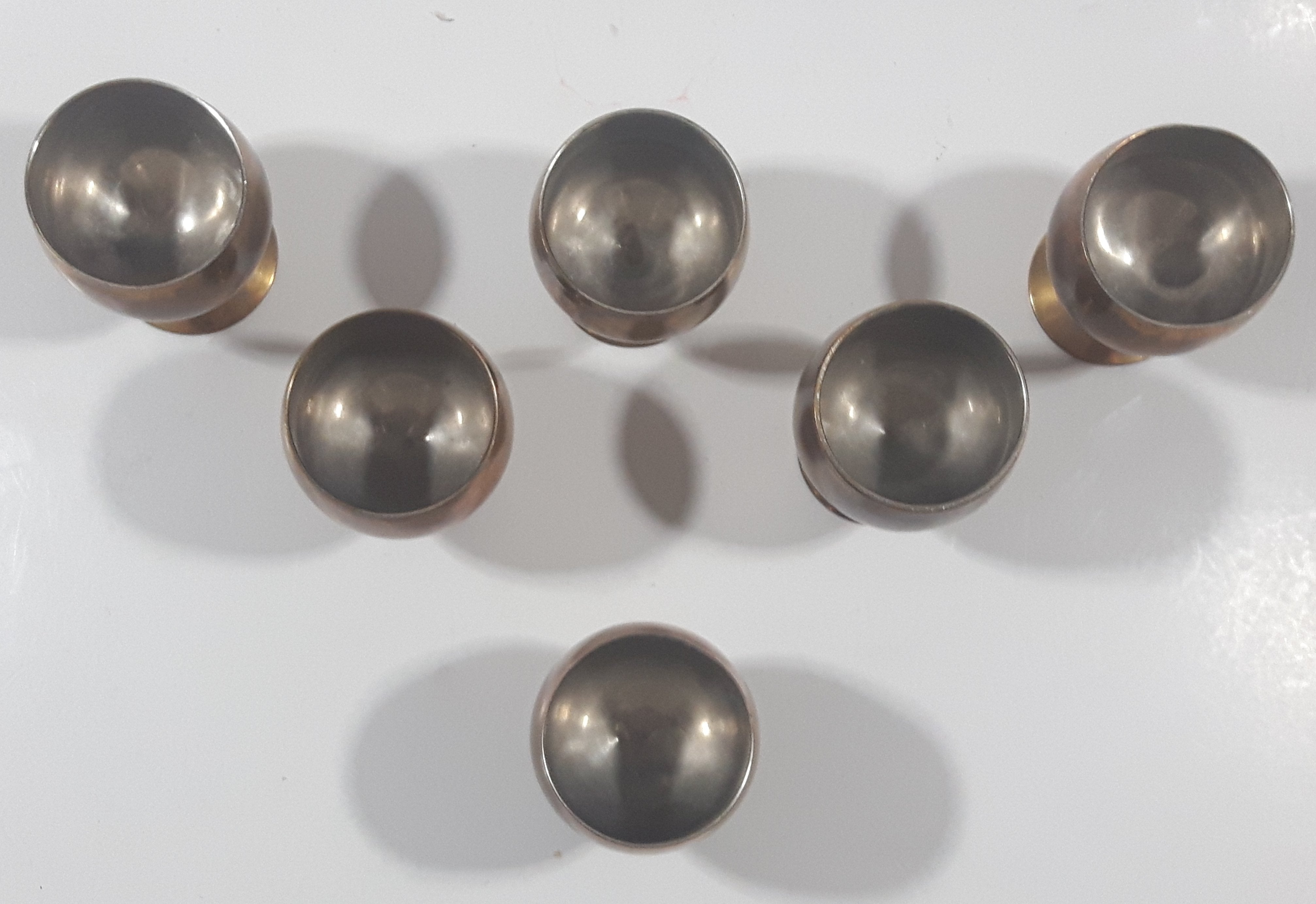 Vintage Brass 2 1/4" Tall Miniature Goblet Cup Set of 6 3