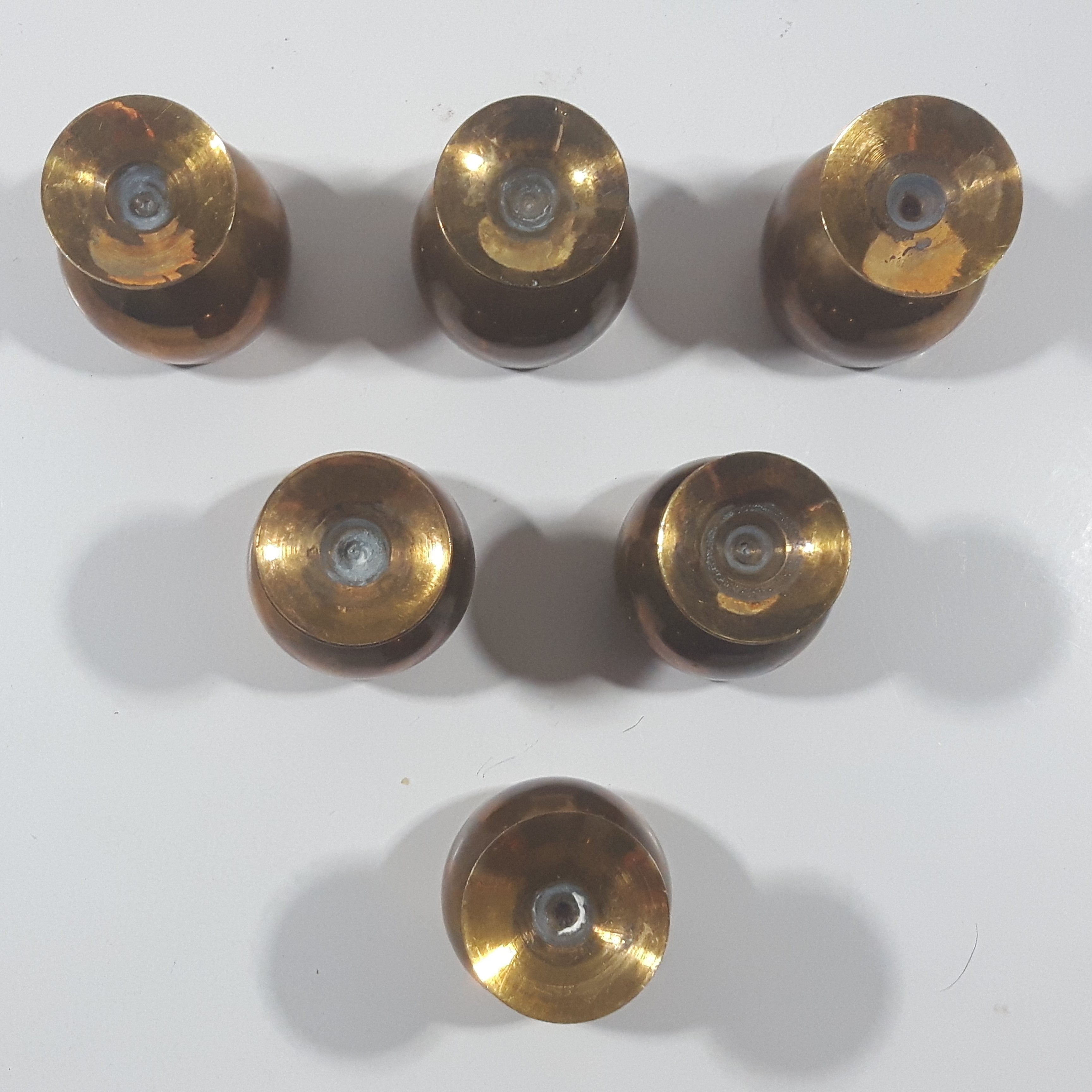 Vintage Brass 2 1/4" Tall Miniature Goblet Cup Set of 6 4