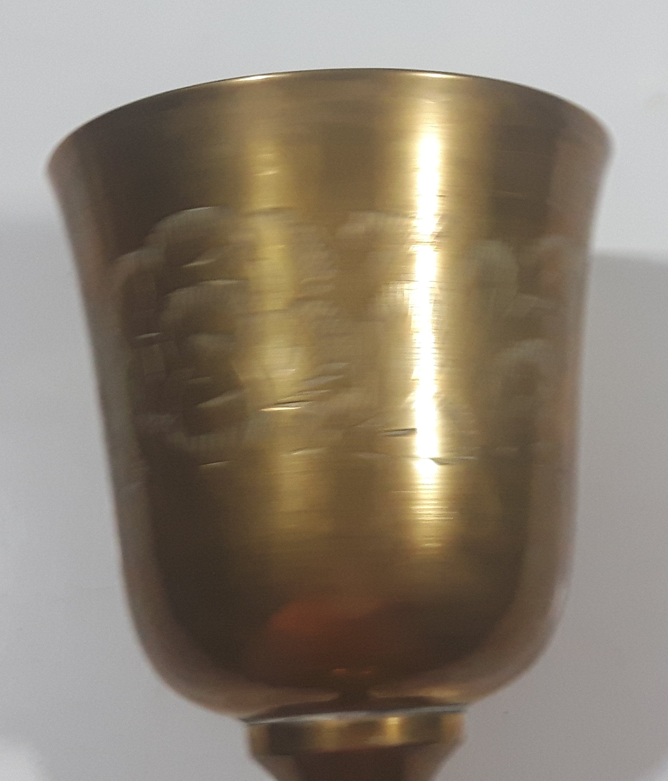Vintage Engraved Brass Set of 4 Wine Cups and 9" Engraved Brass Serving Tray 30