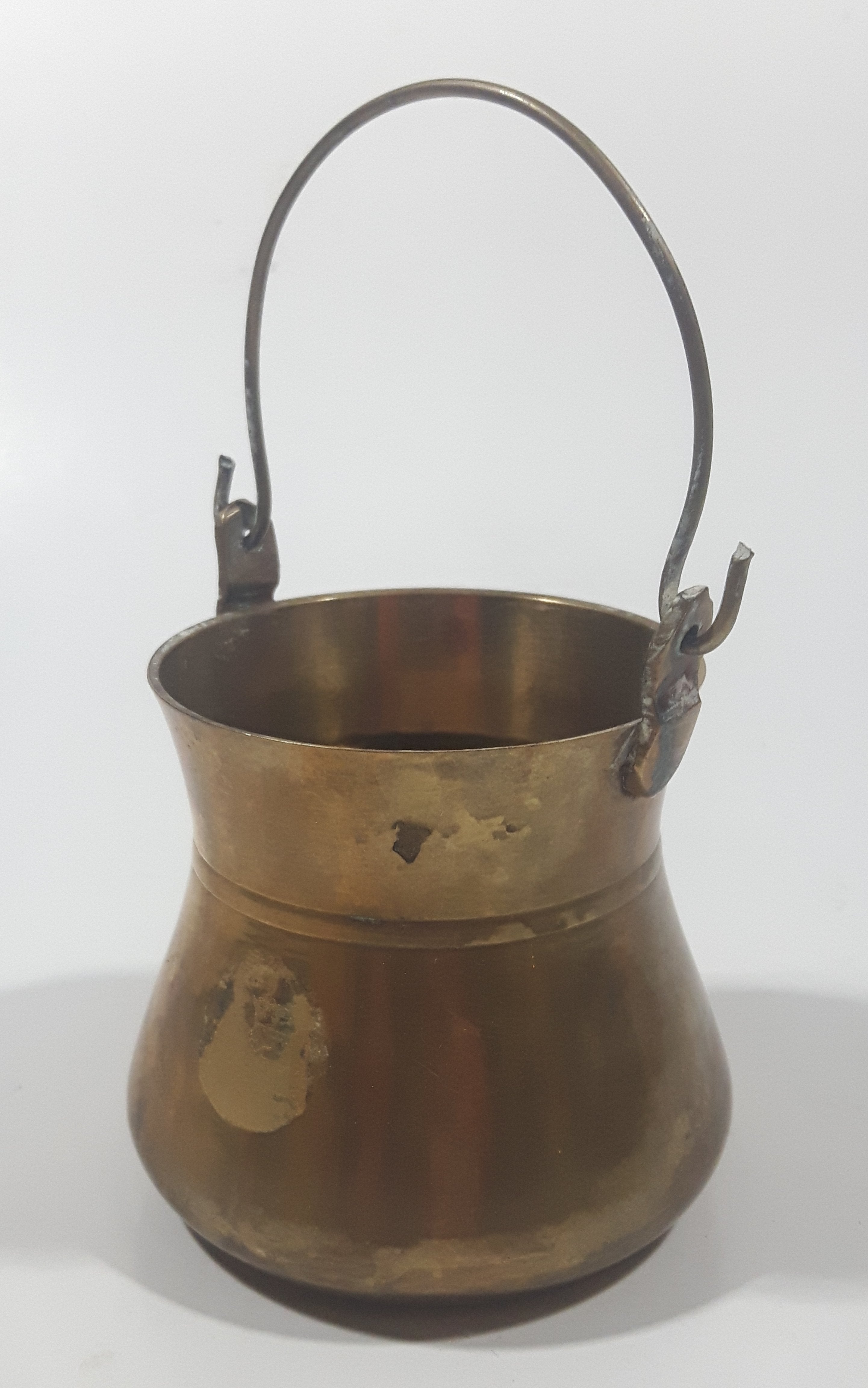 Vintage Miniature 2 1/2" Tall Brass Metal Pail 2