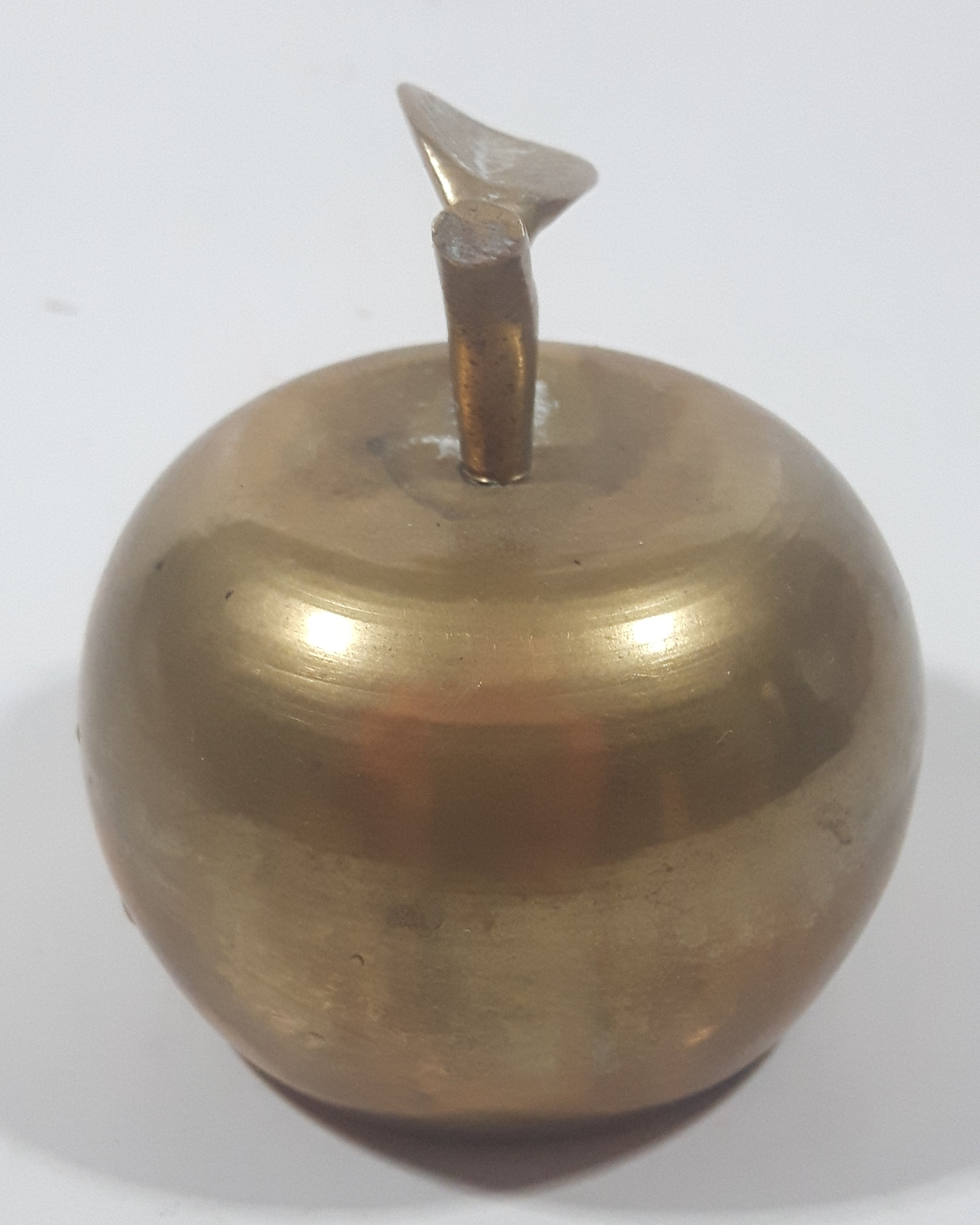 Vintage Brass Metal 2 3/8" Tall Apple with Leaf 6