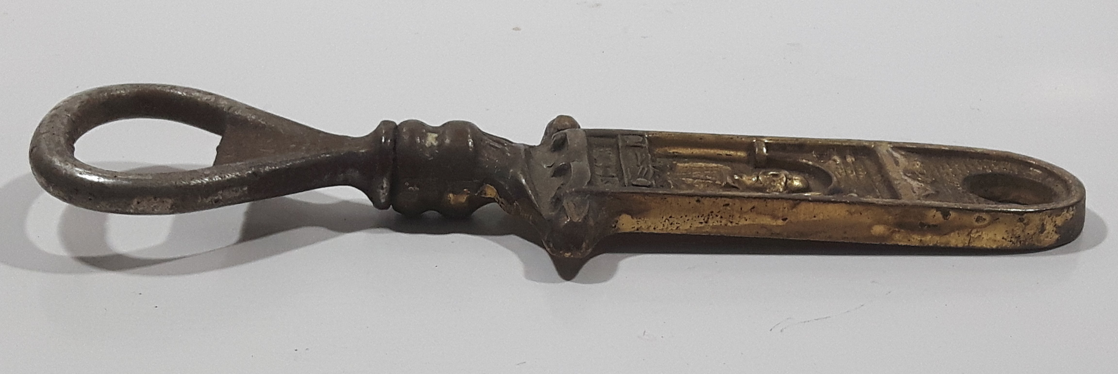 Antique 1930s GBF Shakespeare Reading From Balcony English Brass Metal Bottle Opener 5