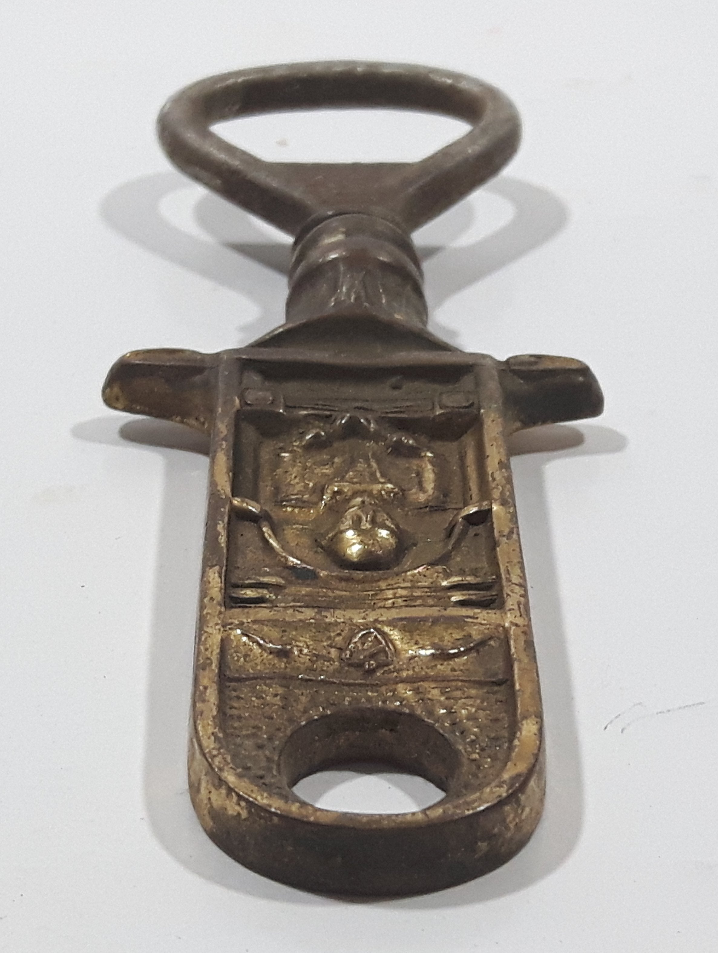 Antique 1930s GBF Shakespeare Reading From Balcony English Brass Metal Bottle Opener 6