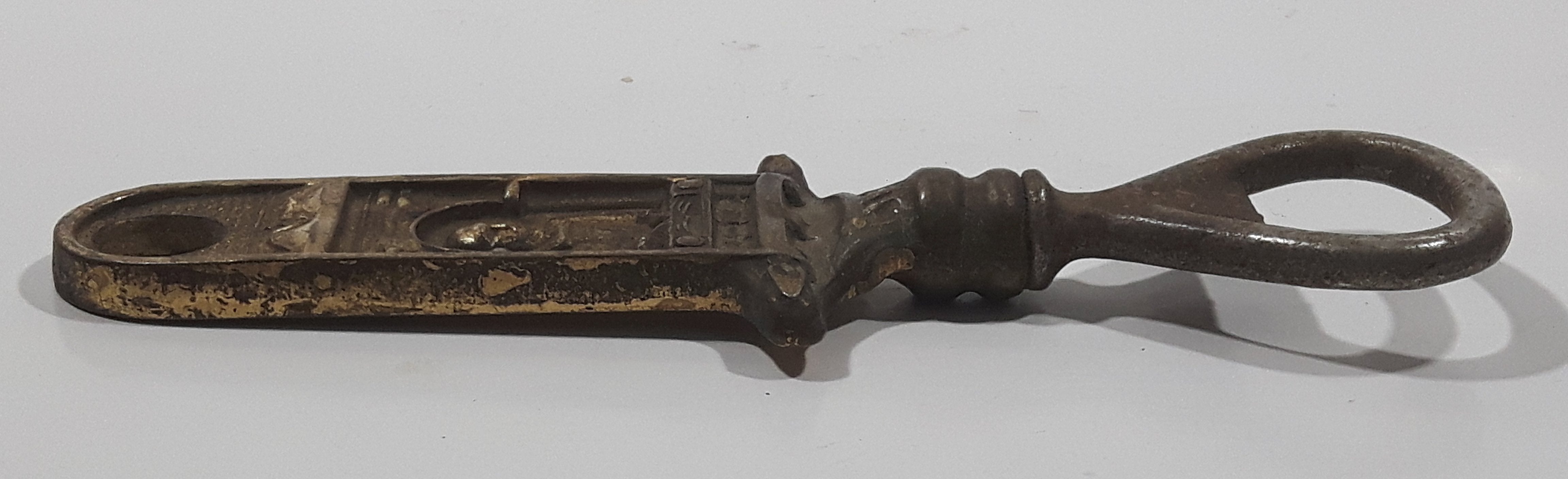 Antique 1930s GBF Shakespeare Reading From Balcony English Brass Metal Bottle Opener 7