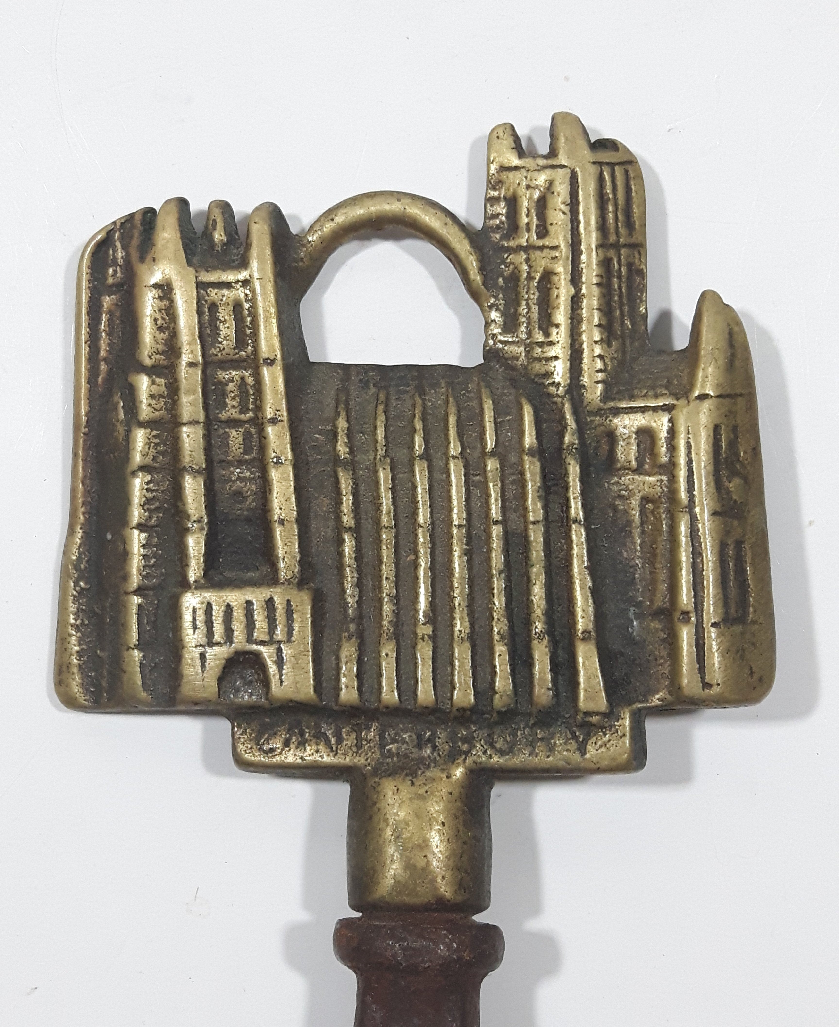 Antique Canterbury Castle Brass Metal Bottle Opener Made in England 2