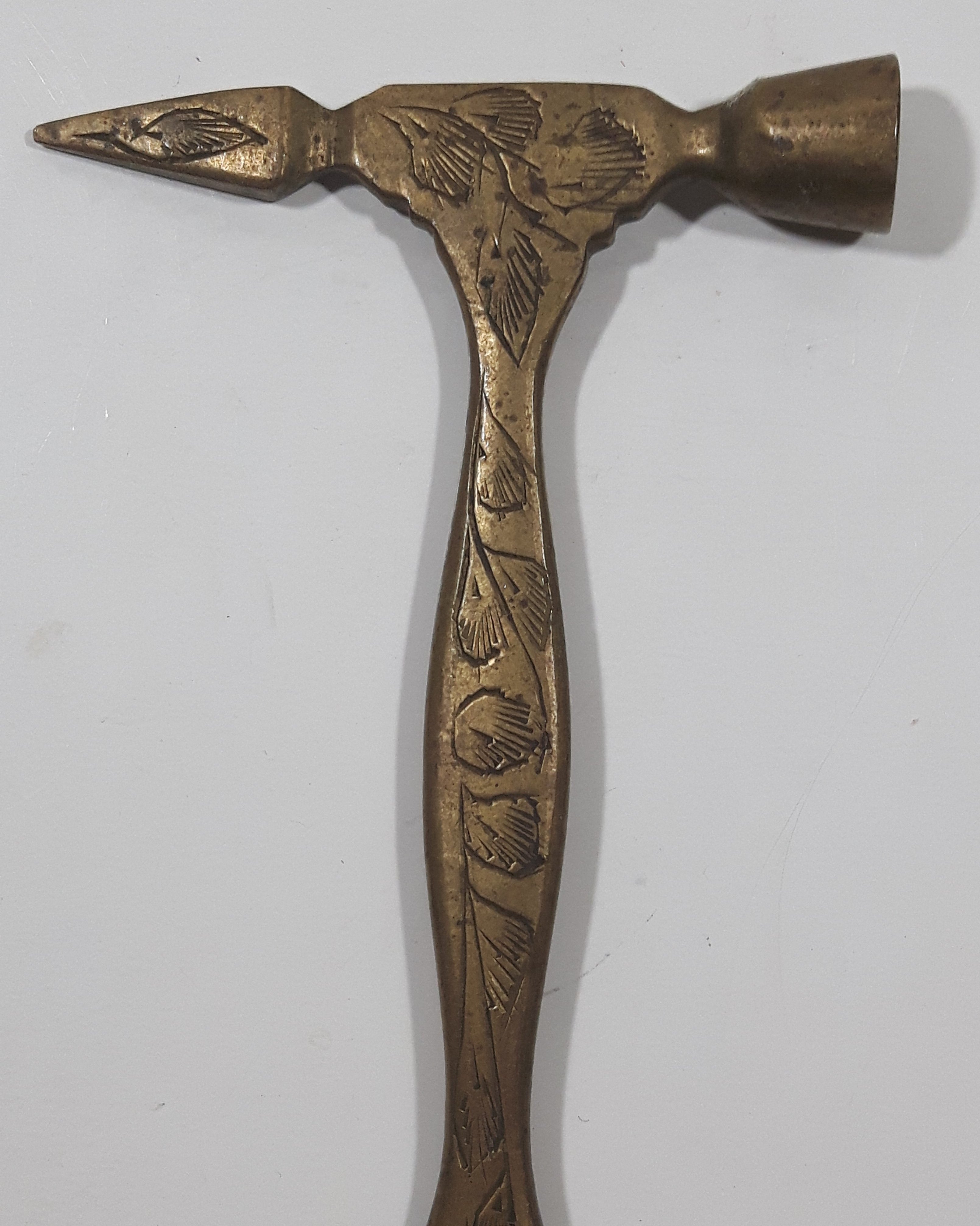 Antique Hammer Ice Pick Engraved Solid Brass Metal Bottle Opener 2