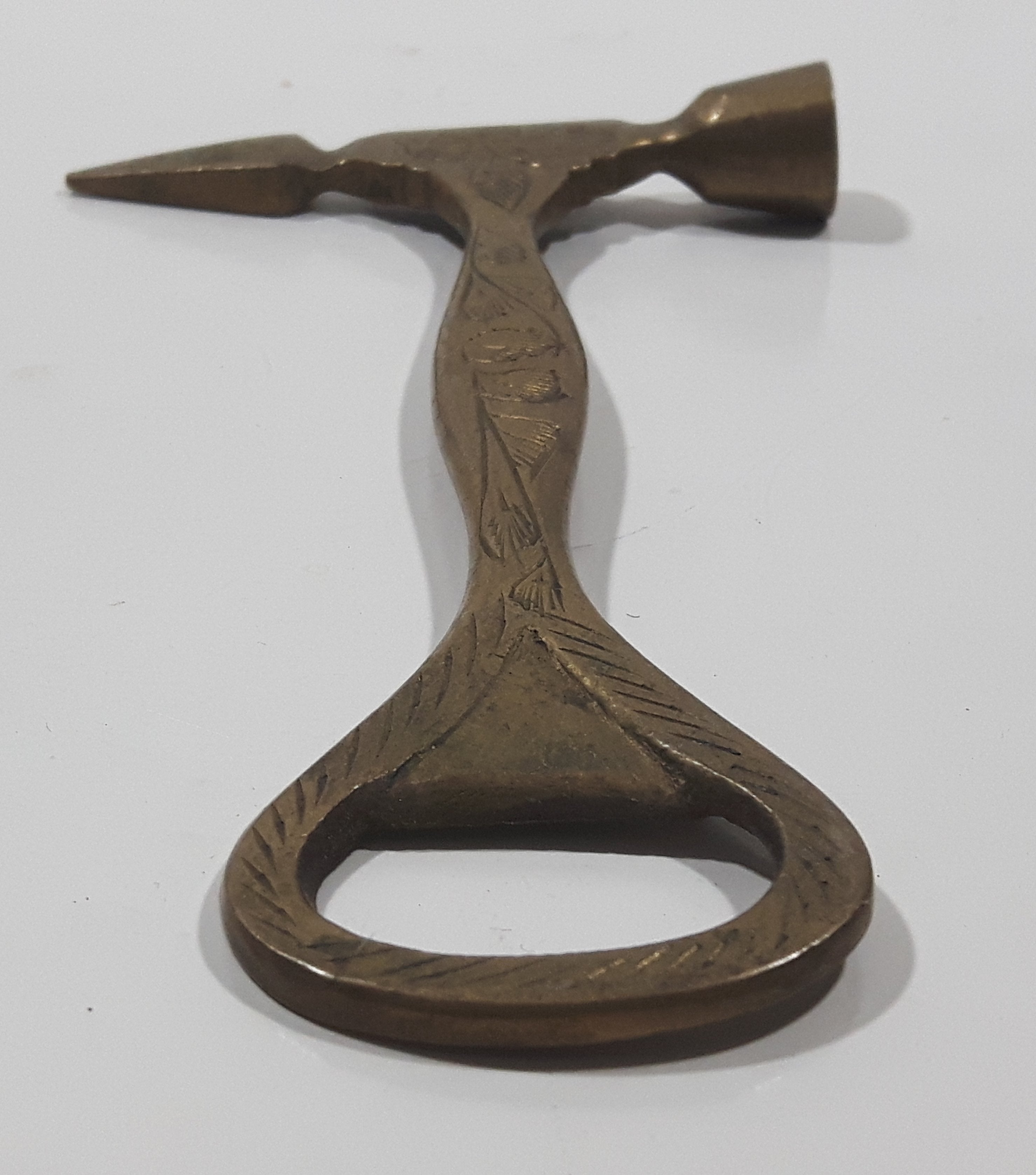 Antique Hammer Ice Pick Engraved Solid Brass Metal Bottle Opener 4