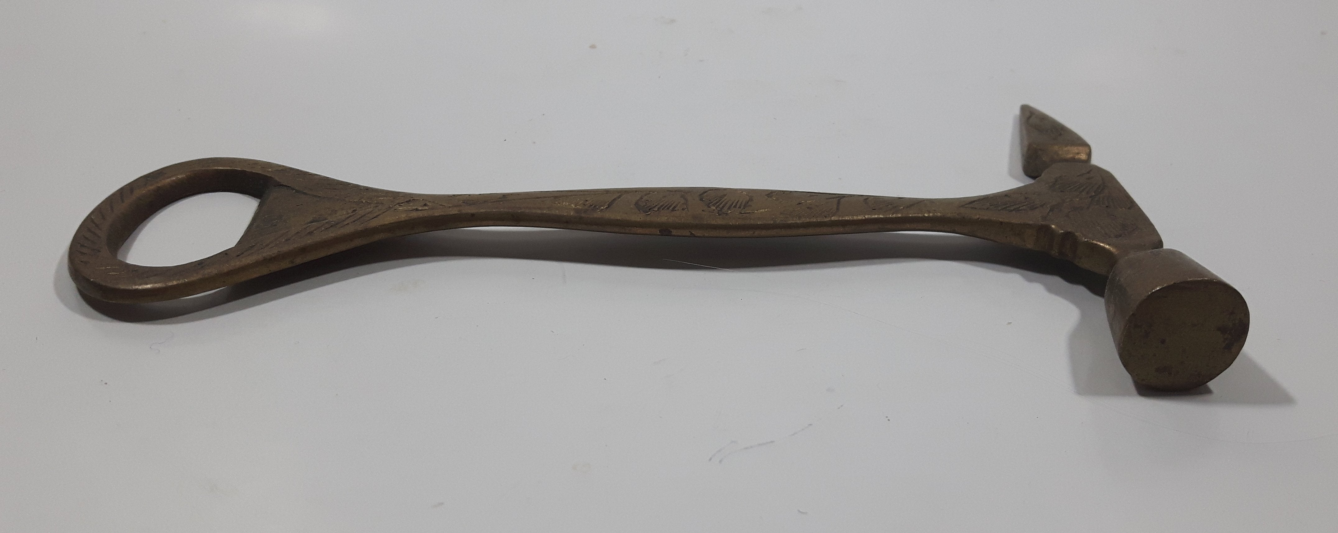 Antique Hammer Ice Pick Engraved Solid Brass Metal Bottle Opener 5
