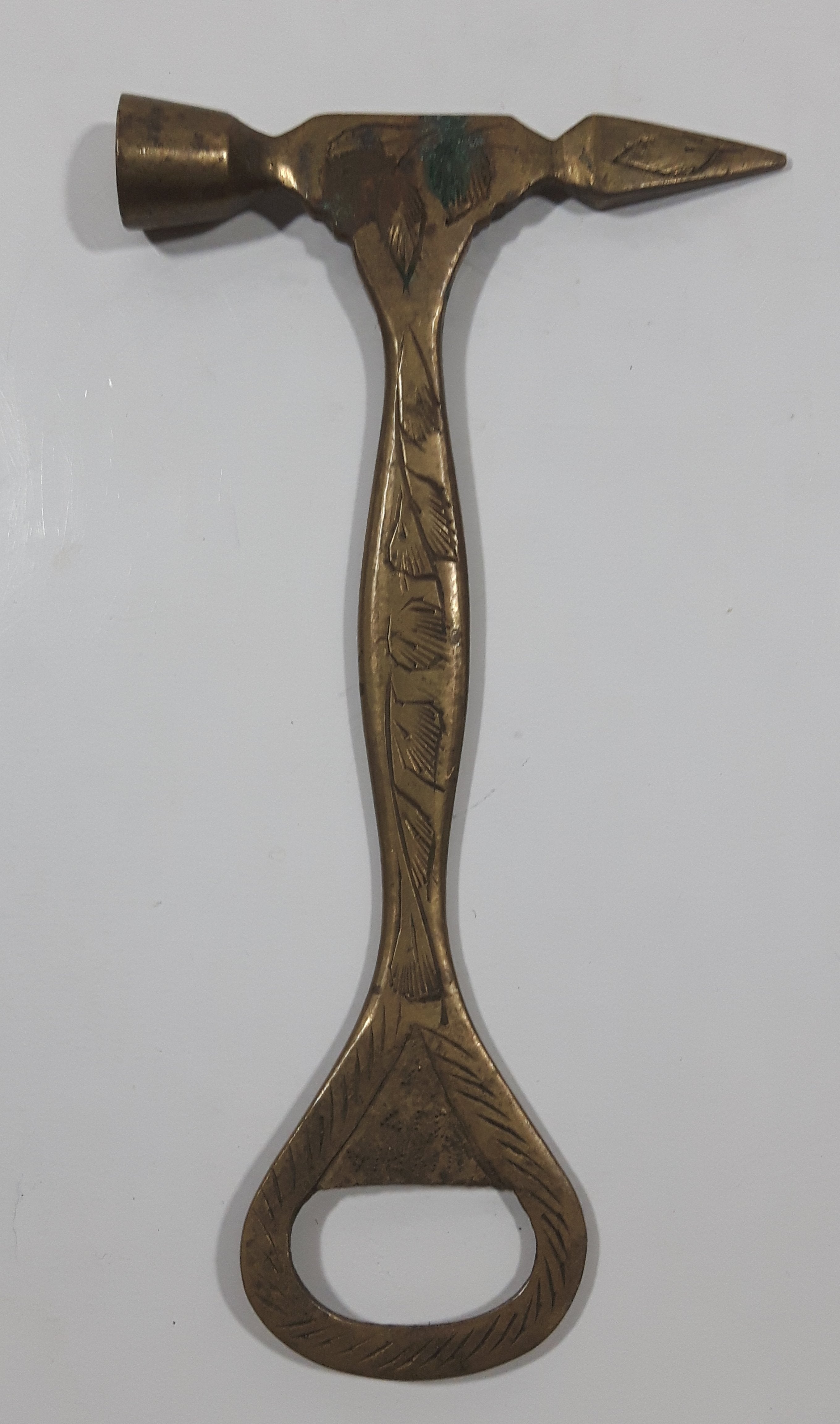 Antique Hammer Ice Pick Engraved Solid Brass Metal Bottle Opener 8