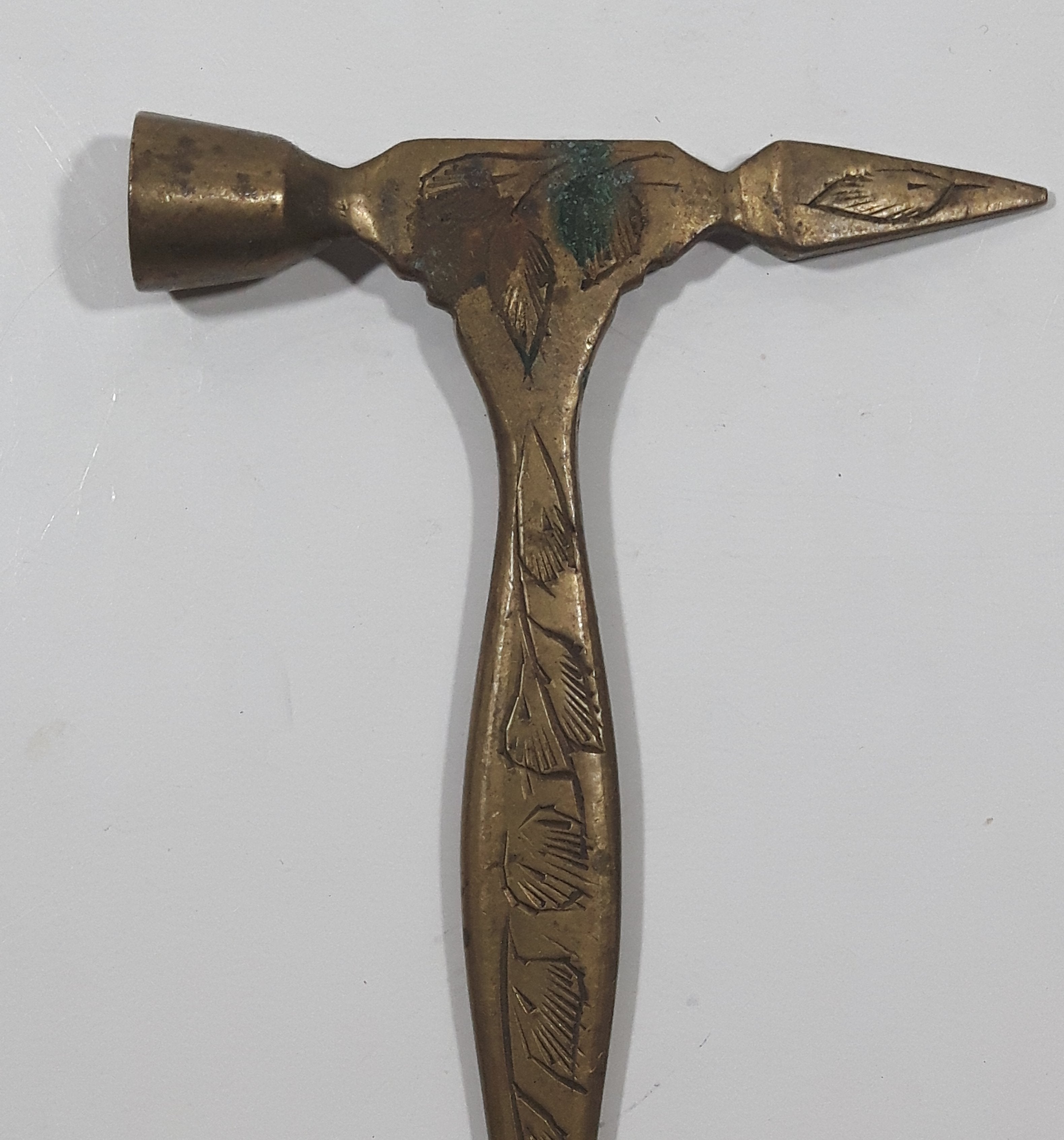 Antique Hammer Ice Pick Engraved Solid Brass Metal Bottle Opener 9