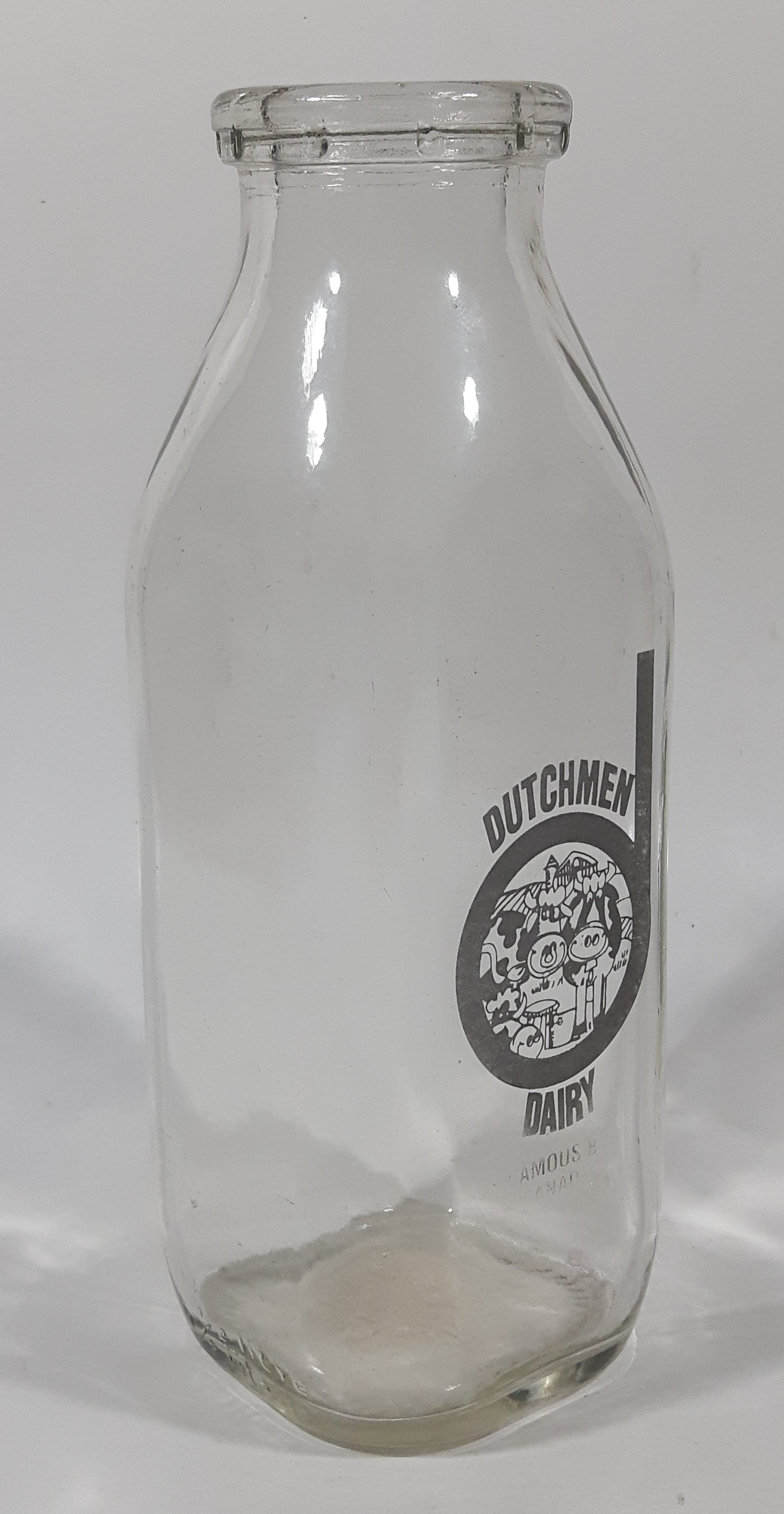 Vintage Dutchmen Dairy 7 1/2" Tall Glass Milk Bottle Sicamous BC Canada 8