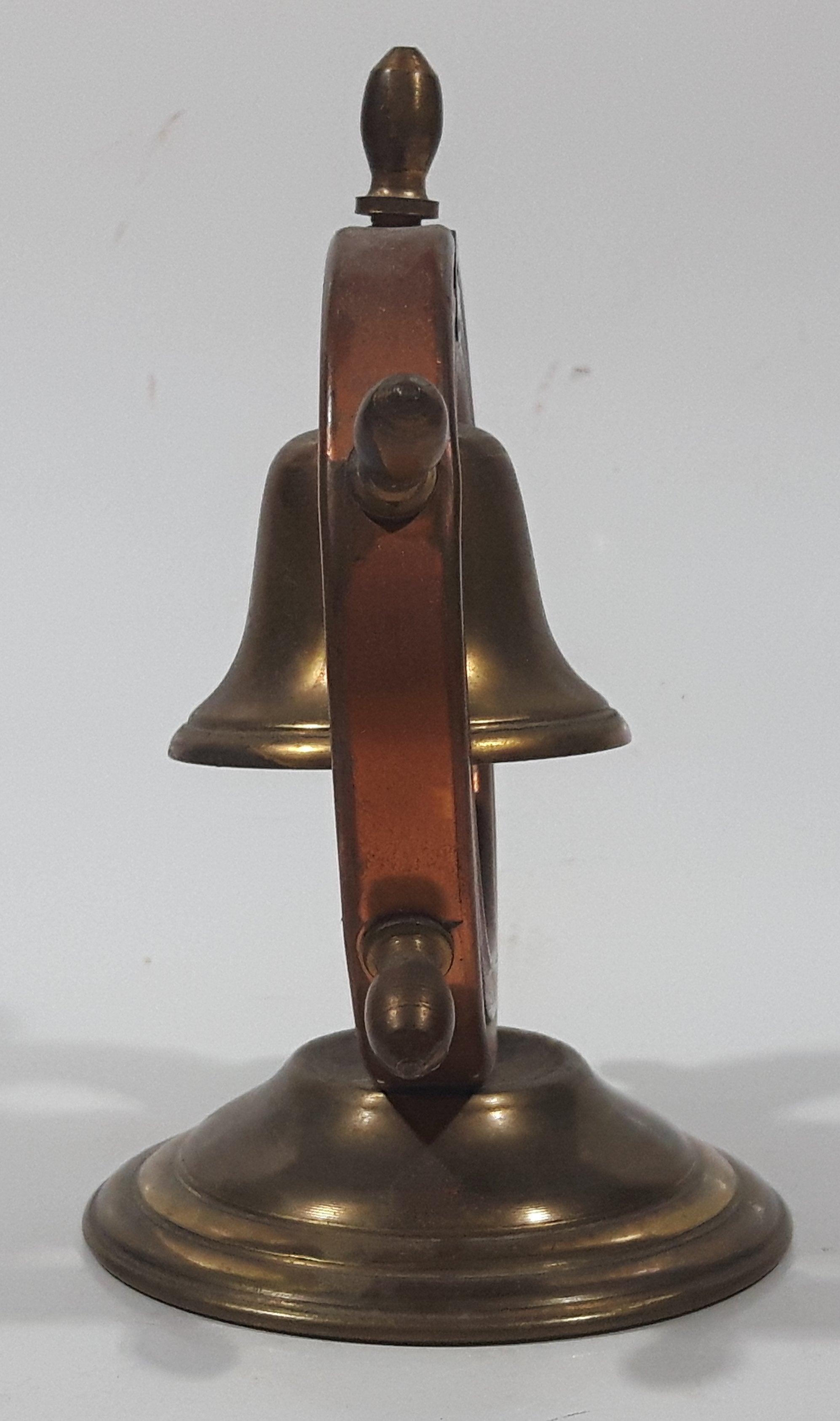 Vintage Copper Captain's Ship Wheel with Brass Bell and Base 4 1/2" Tall 3
