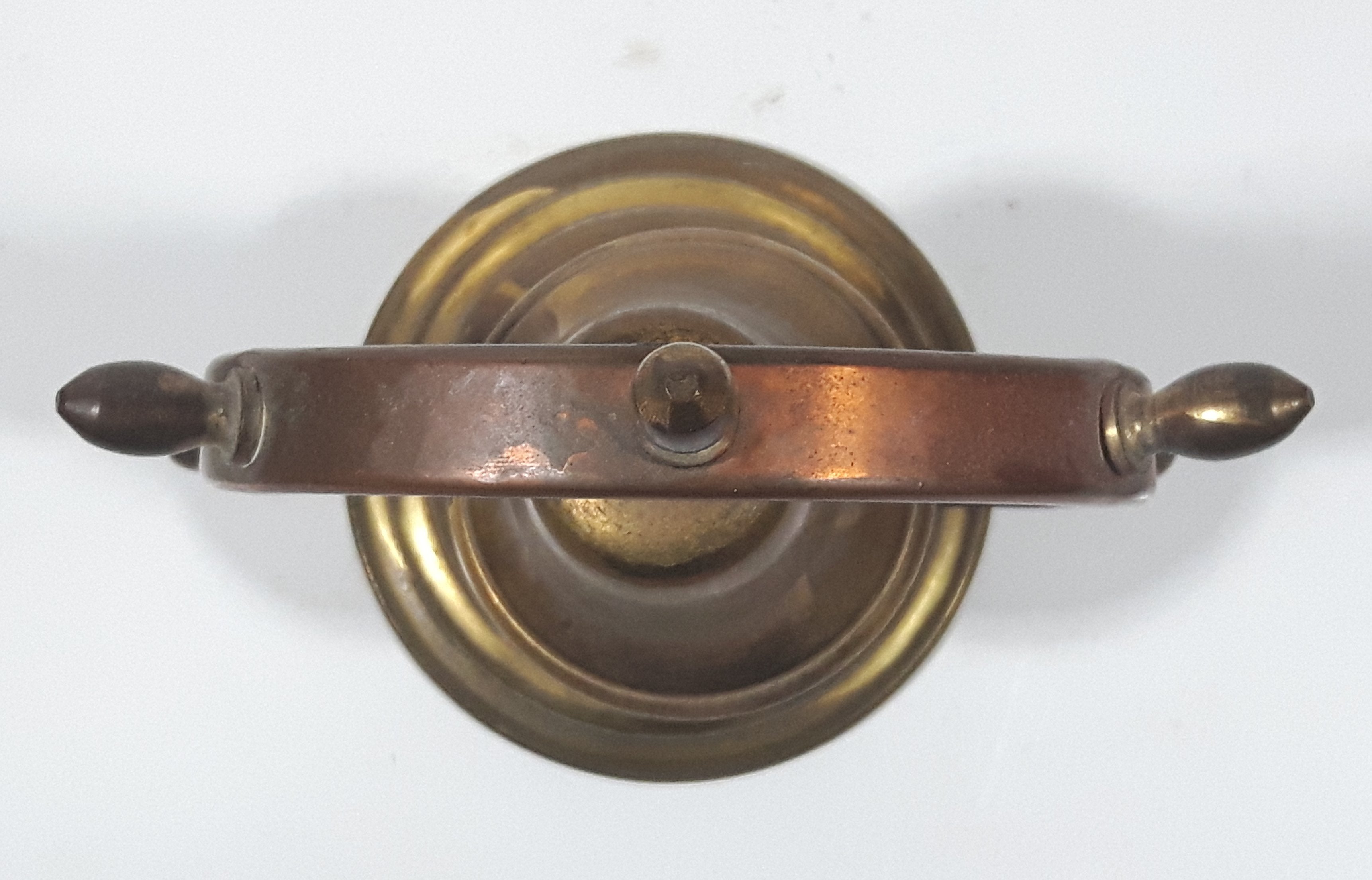 Vintage Copper Captain's Ship Wheel with Brass Bell and Base 4 1/2" Tall 10