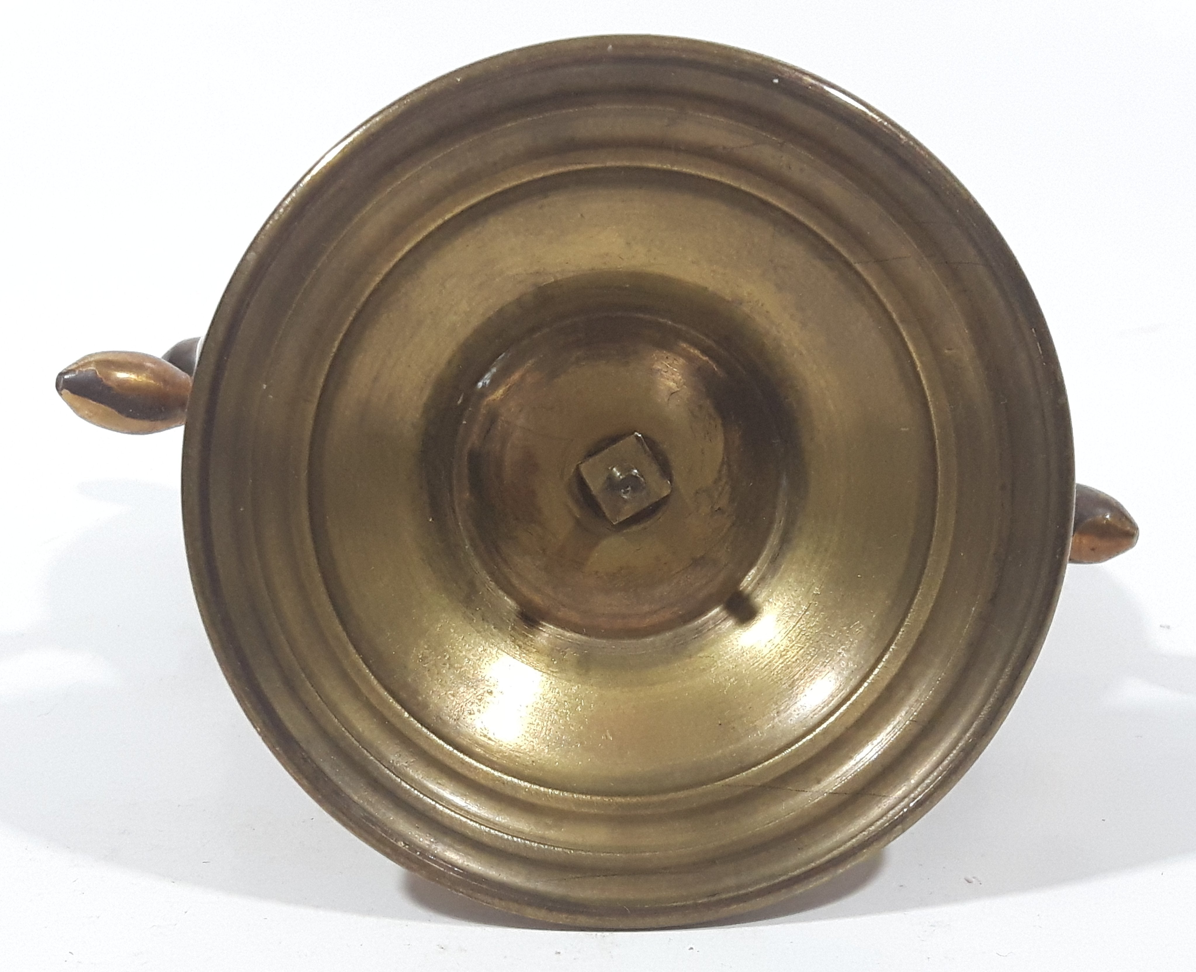 Vintage Copper Captain's Ship Wheel with Brass Bell and Base 4 1/2" Tall 12