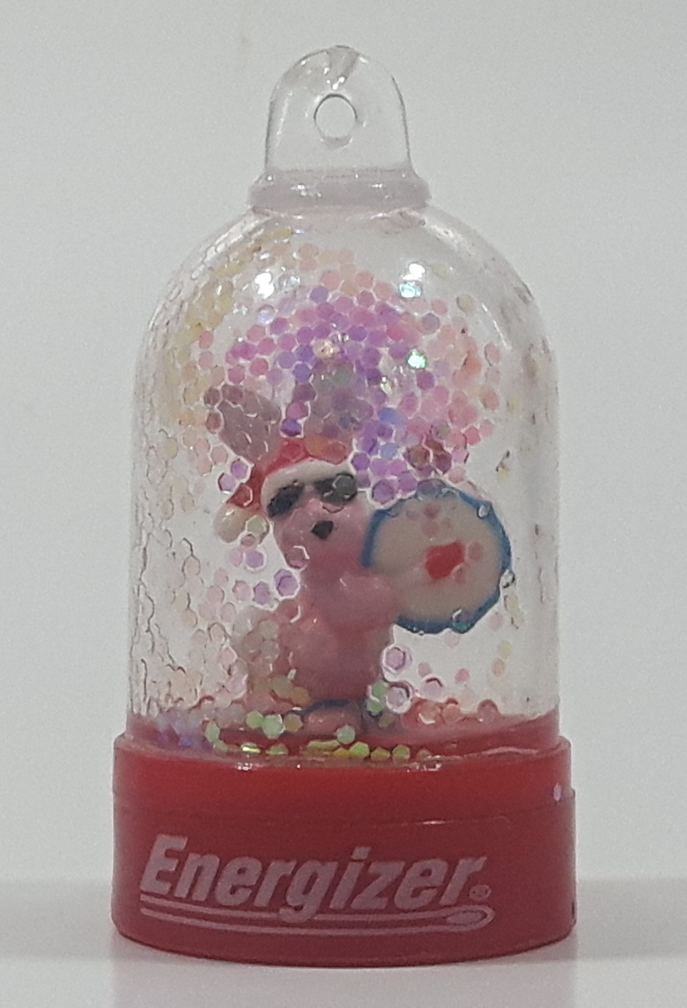 Rare Energizer Bunny 2" Tall Plastic Snow Globe Key Chain