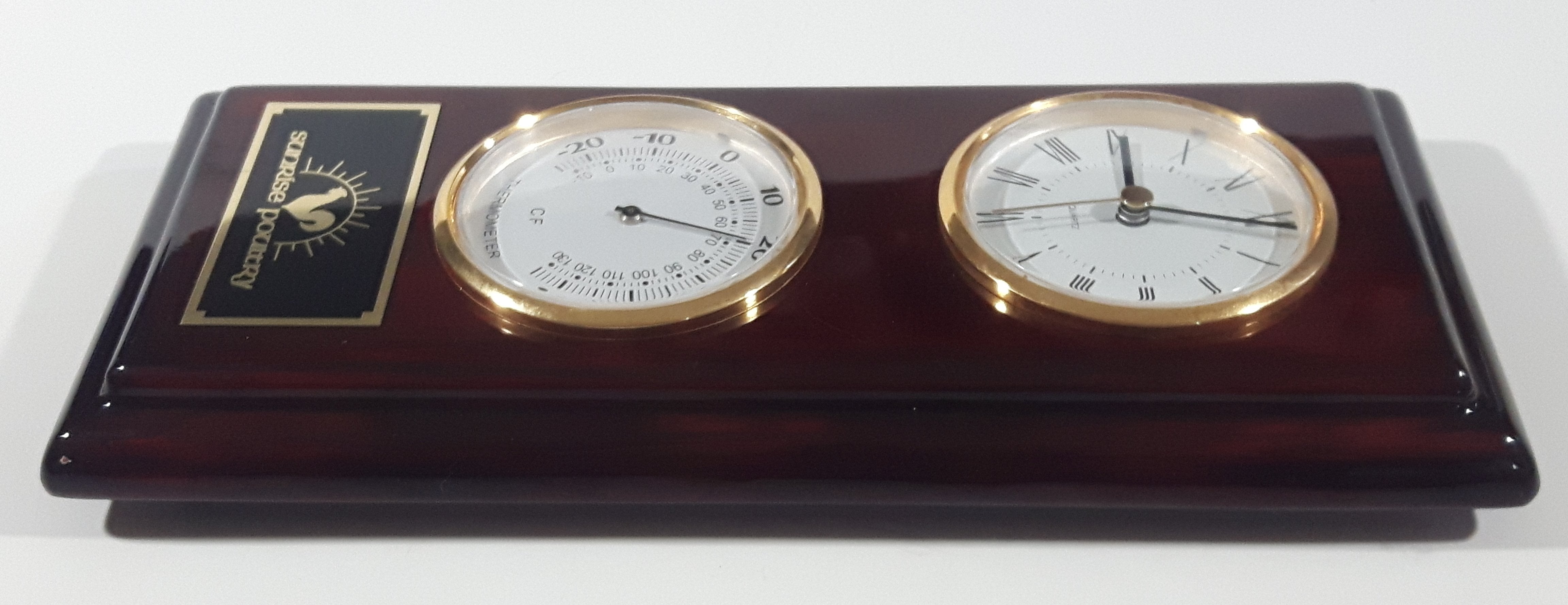 Sunrise Poultry 5" x 11" Wood Plaque Clock and Thermometer 3