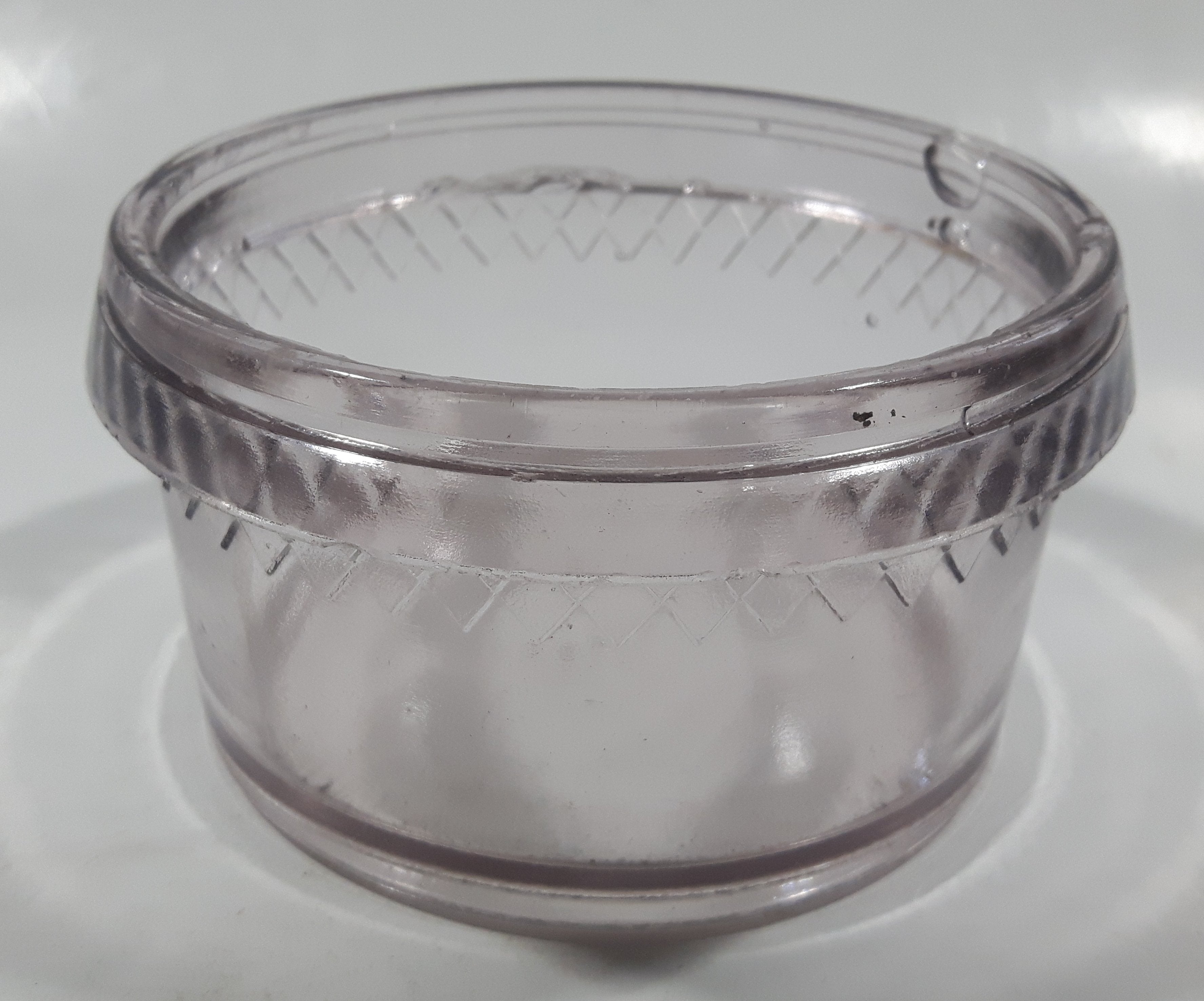 Antique H41 Light Purple Amethyst Diamond Ribbon Pattern 3 3/4" Wide Glass Jar