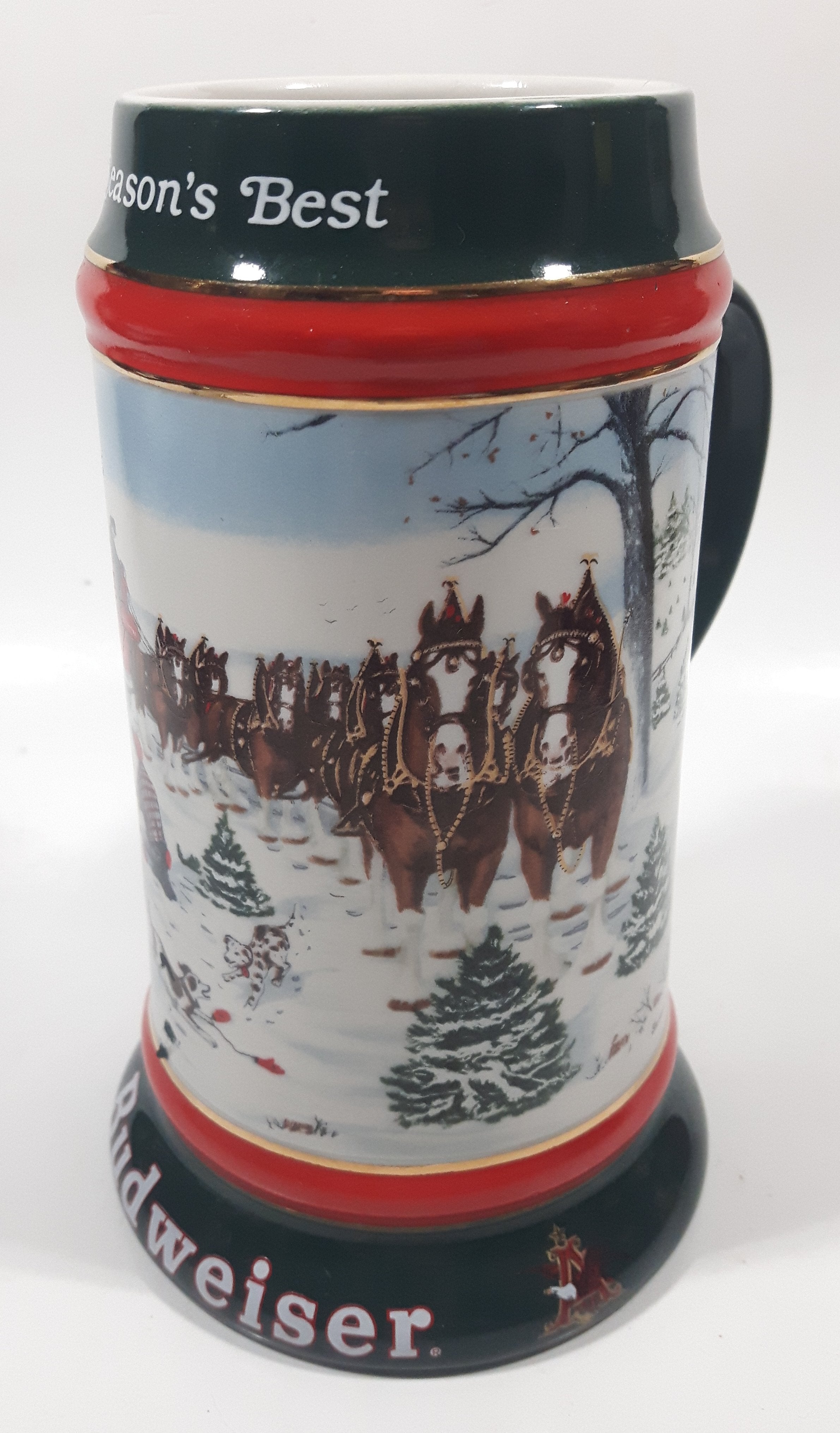 1991 Budweiser Holiday Stein Collection The Season's Best Ceramic Beer Stein By Artist Susan Sampson - Handcrafted in Brazil by Ceramarte 3