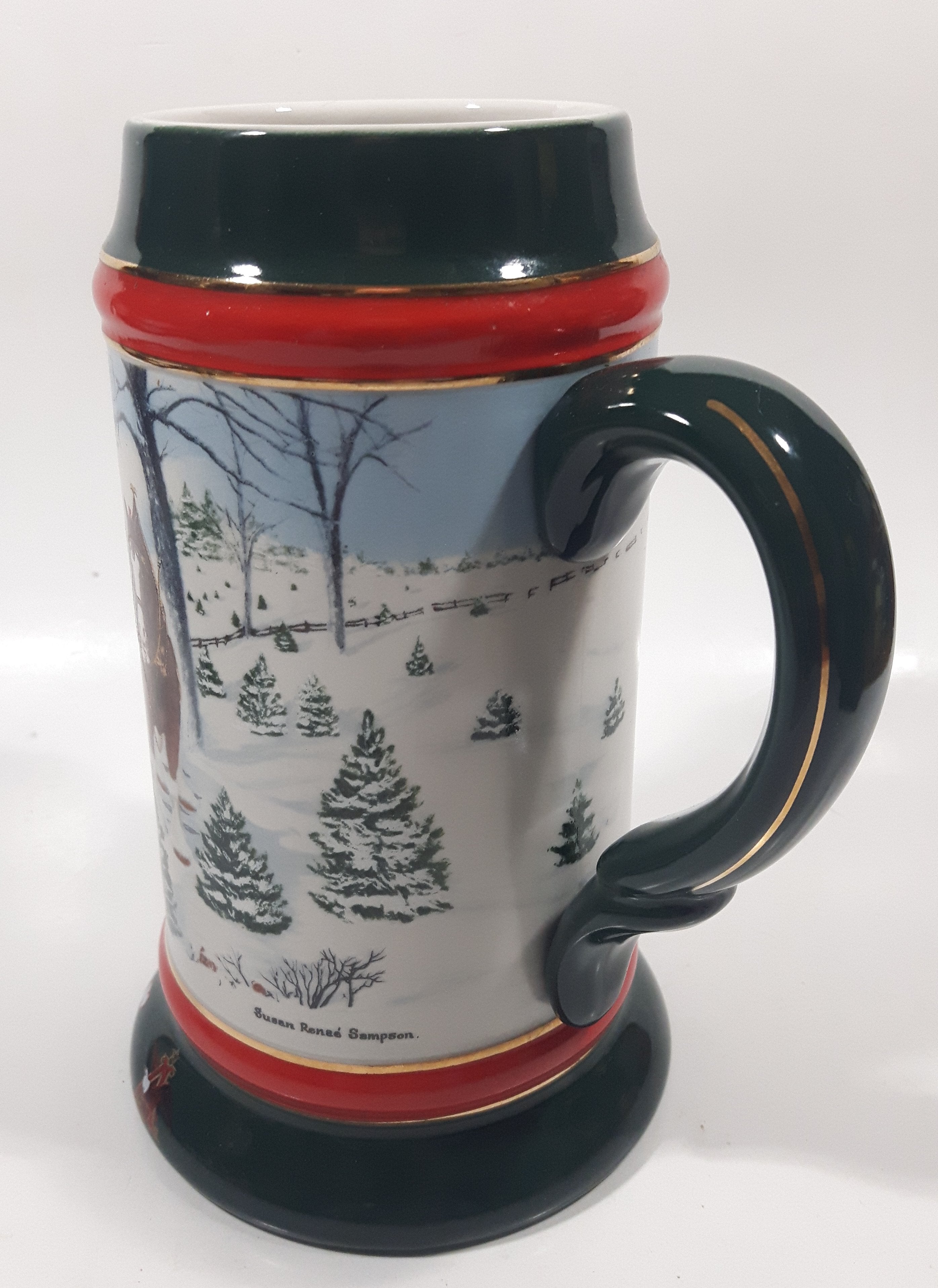 1991 Budweiser Holiday Stein Collection The Season's Best Ceramic Beer Stein By Artist Susan Sampson - Handcrafted in Brazil by Ceramarte 5