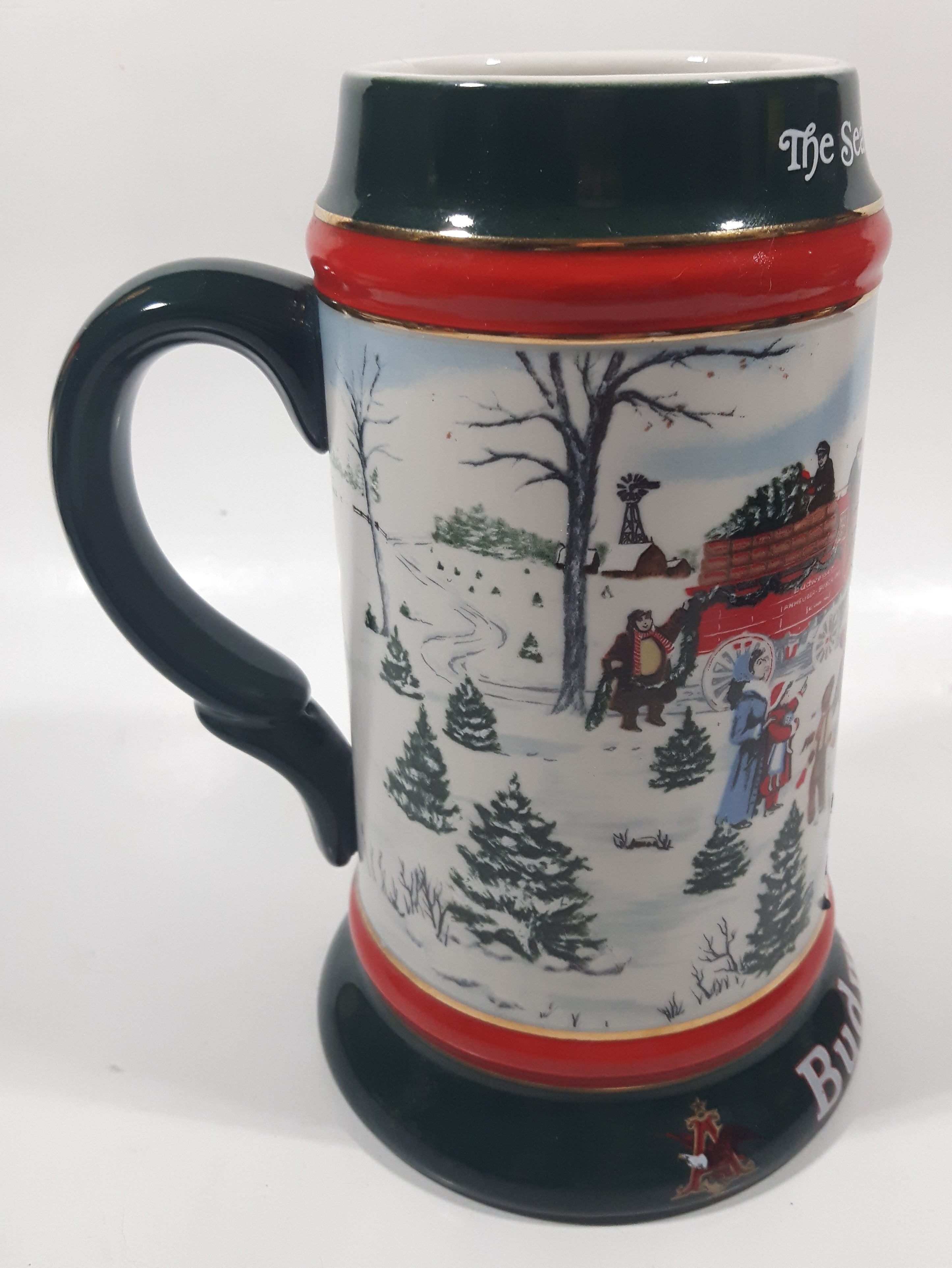 1991 Budweiser Holiday Stein Collection The Season's Best Ceramic Beer Stein By Artist Susan Sampson - Handcrafted in Brazil by Ceramarte 9
