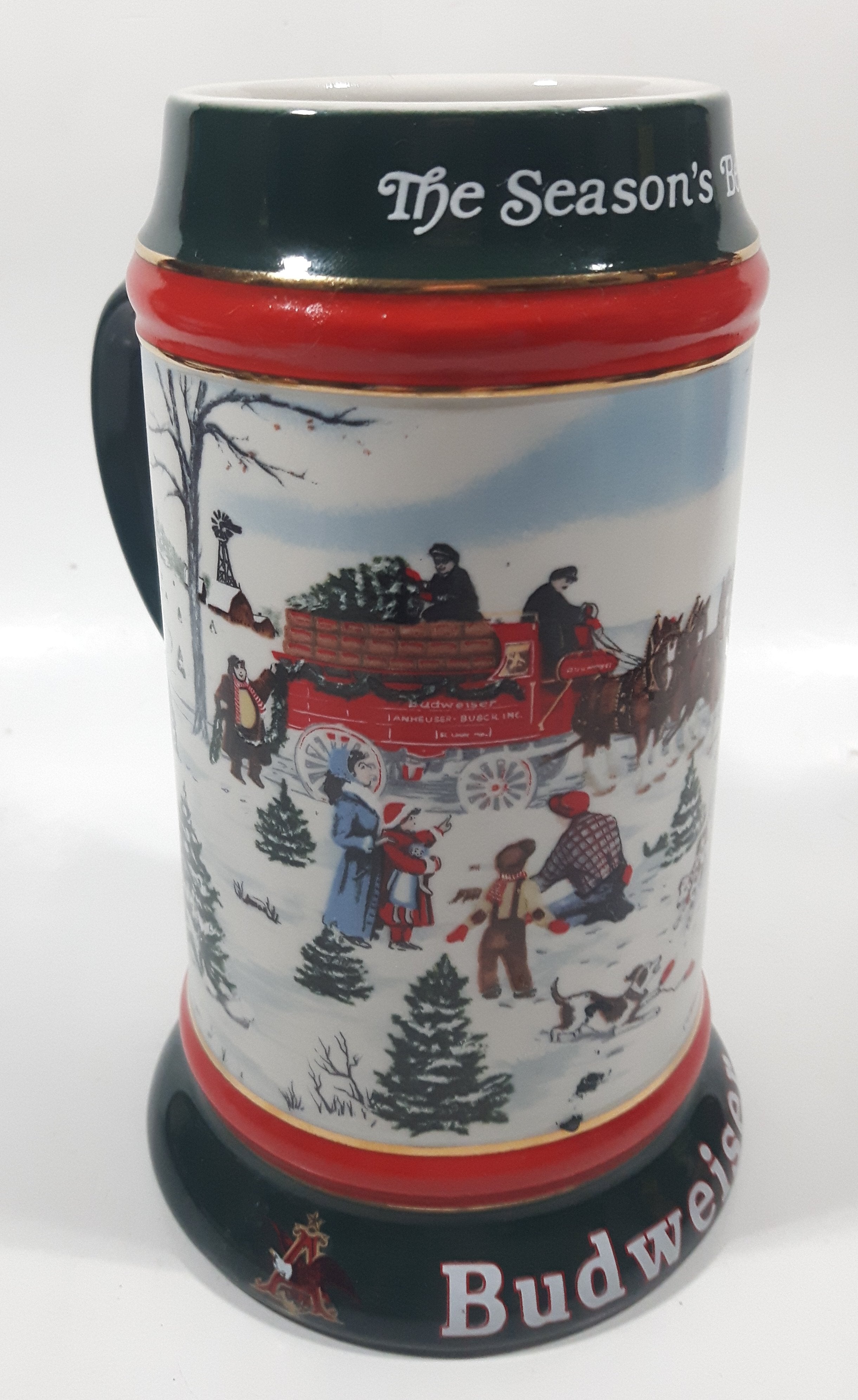 1991 Budweiser Holiday Stein Collection The Season's Best Ceramic Beer Stein By Artist Susan Sampson - Handcrafted in Brazil by Ceramarte 10