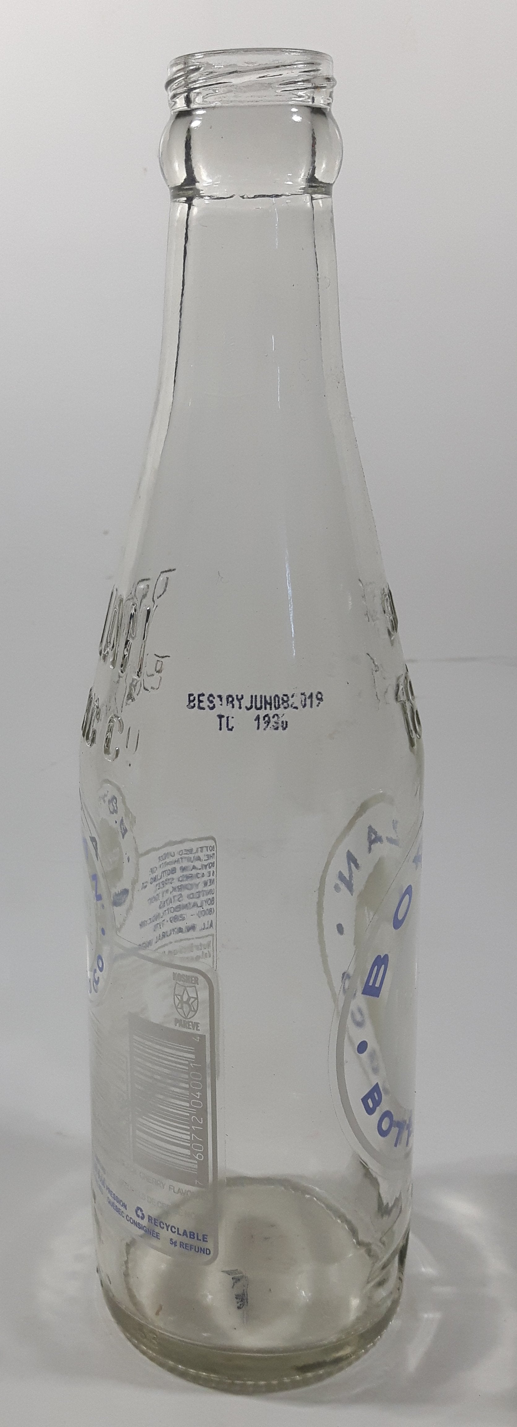 Boylan Black Cherry 9" Tall 355mL Embossed Clear Glass Soda Pop Bottle 4