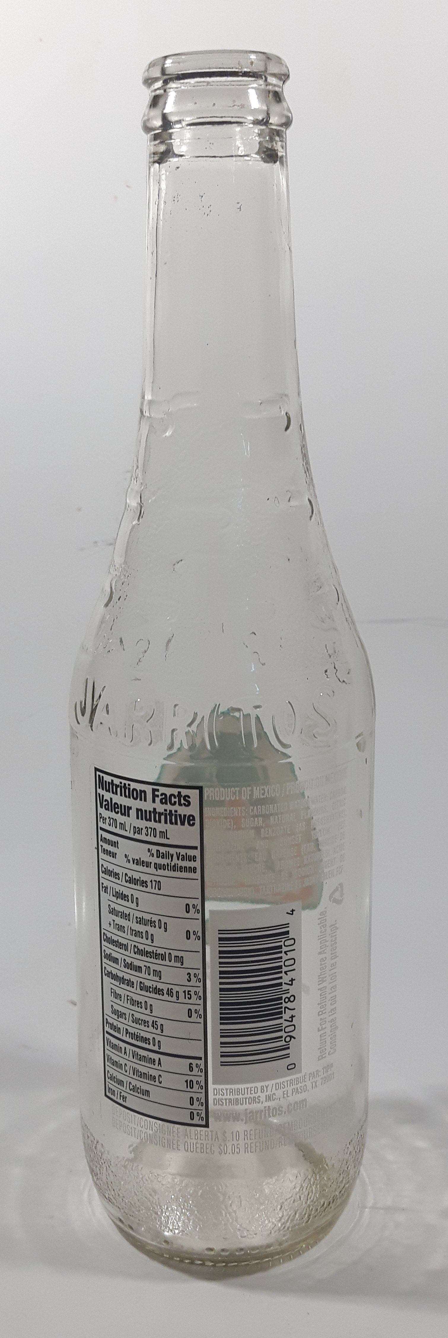 Jarritos Mango 9 1/4" Tall 370mL 12.5 Fl Oz. Embossed Clear Glass Soda Pop Bottle 3