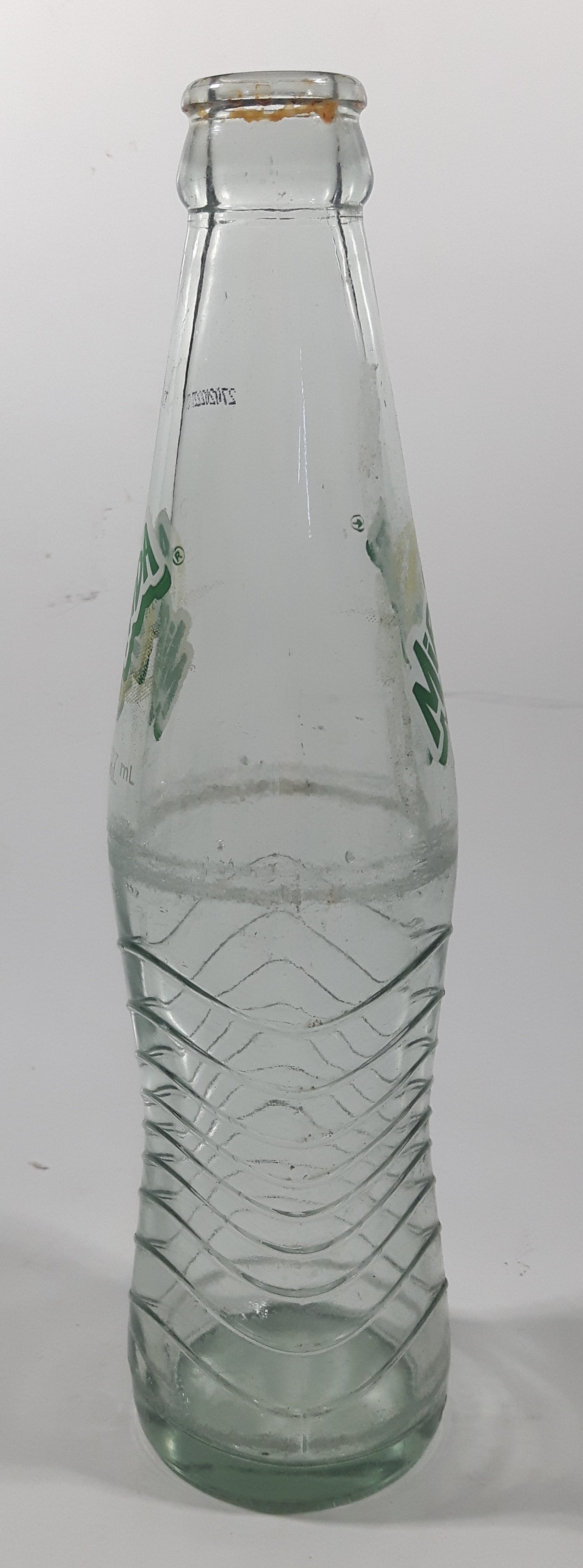 Mirinda 8 3/4" Tall 237mL Embossed Clear Glass Soda Pop Bottle 2