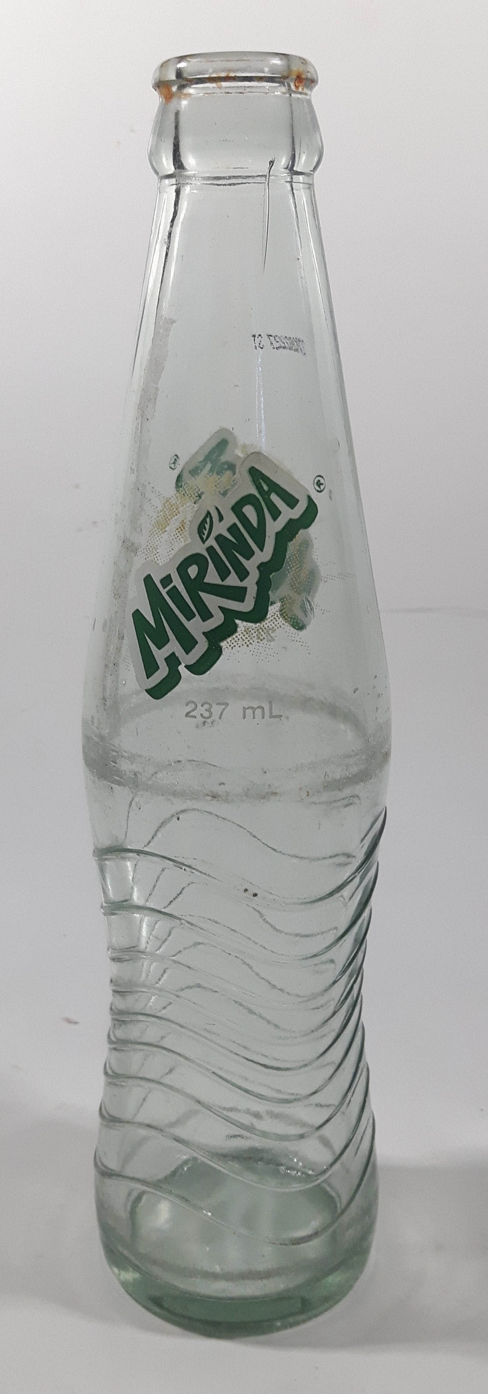 Mirinda 8 3/4" Tall 237mL Embossed Clear Glass Soda Pop Bottle 3