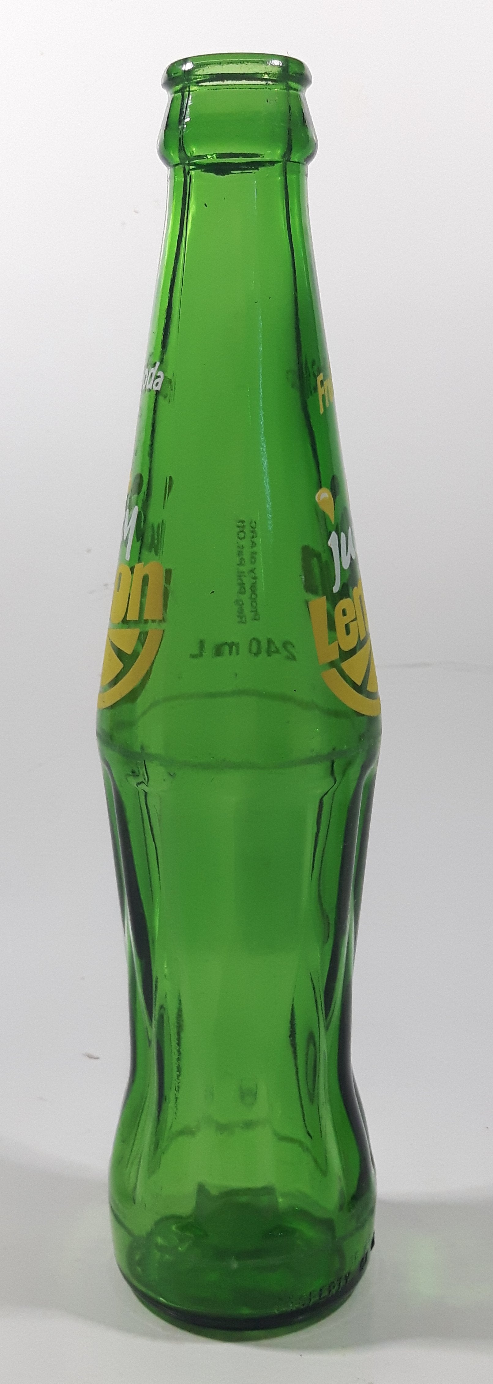 Fruit Soda Juicy Lemon 9 3/8" Tall 240mL Green Glass Soda Pop Bottle 2