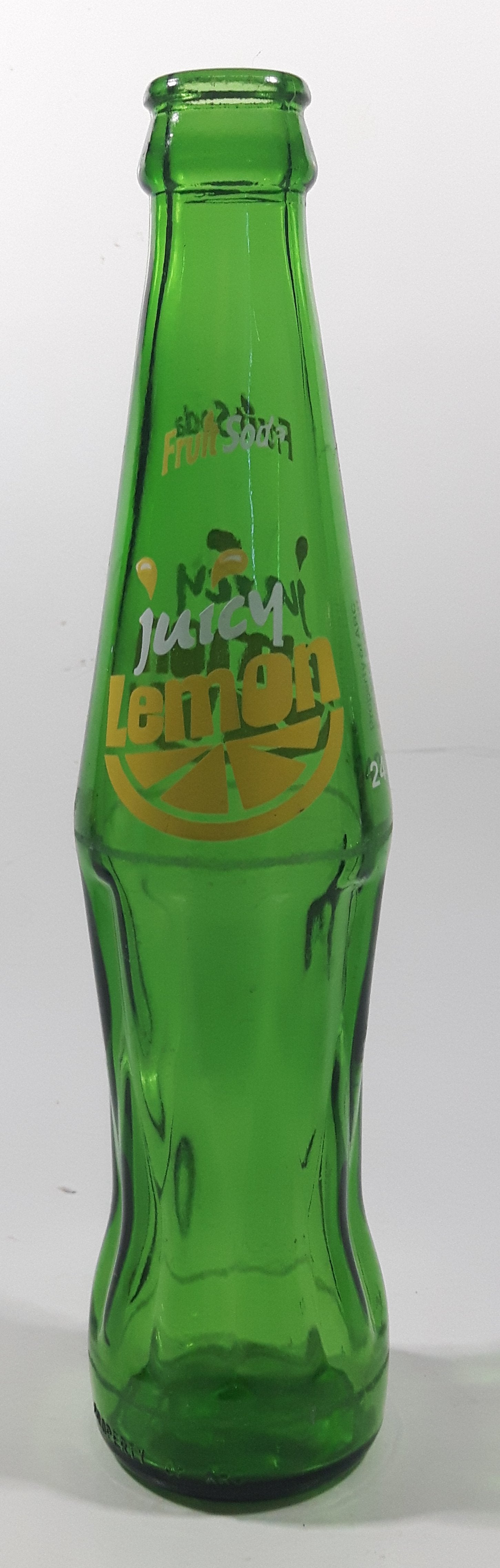 Fruit Soda Juicy Lemon 9 3/8" Tall 240mL Green Glass Soda Pop Bottle 3
